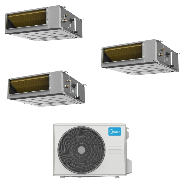Condizionatore Climatizzatore Midea Trial Split Inverter Canalizzabile R-32 9000+9000+18000 Con M3OA-27HFN8-Q Wi-Fi Integrato