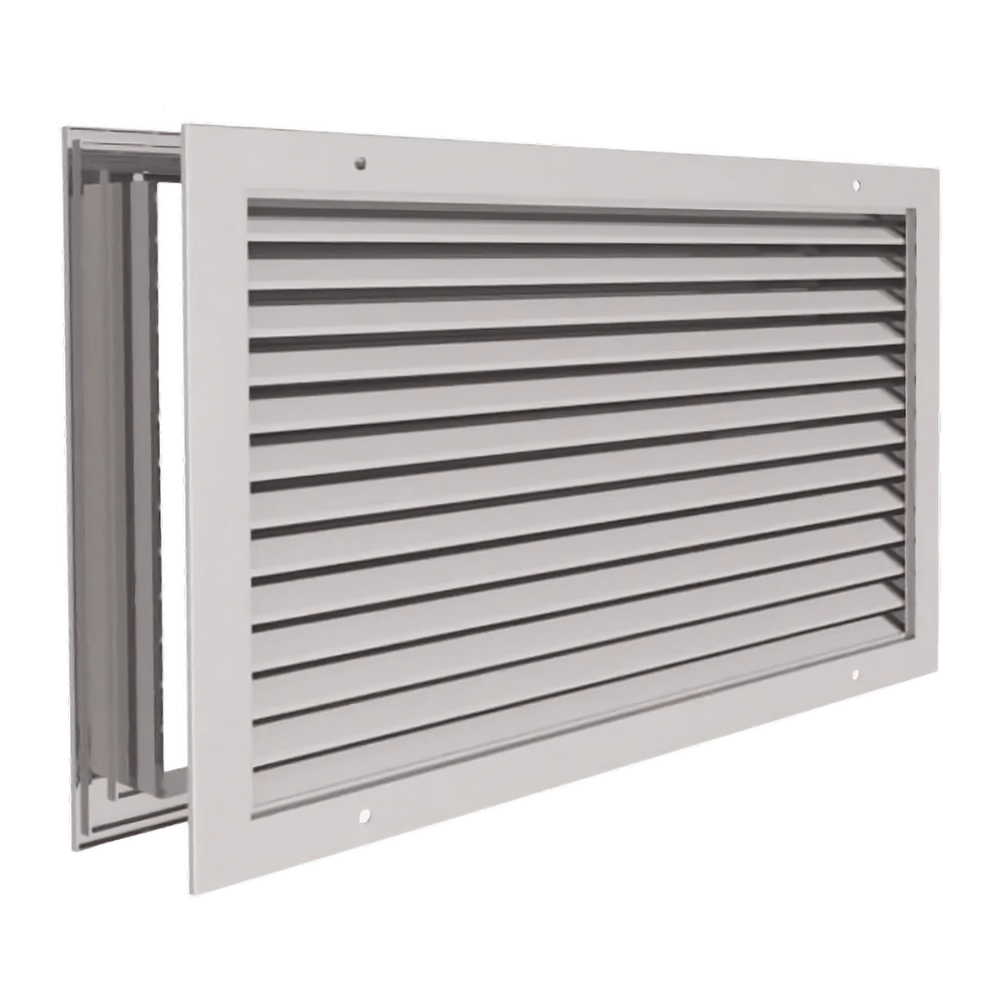 GRIGLIA DI TRANSITO IN ALLUMINIO AD ALETTE FISSE CON CONTROCORNICE VARIE MISURE