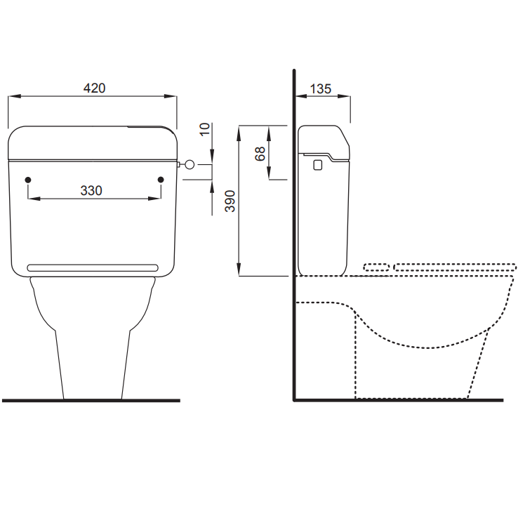 Schwab cassetta monoblocco per risciacquo WC modello VIRGO DUO MONOBLOCK - bianco
