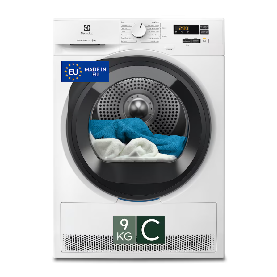 Asciugatrice Libera Installazione Caricamento Frontale Electrolux GentleCare 600 EW6H19G 9 kg  Bianco Classe C