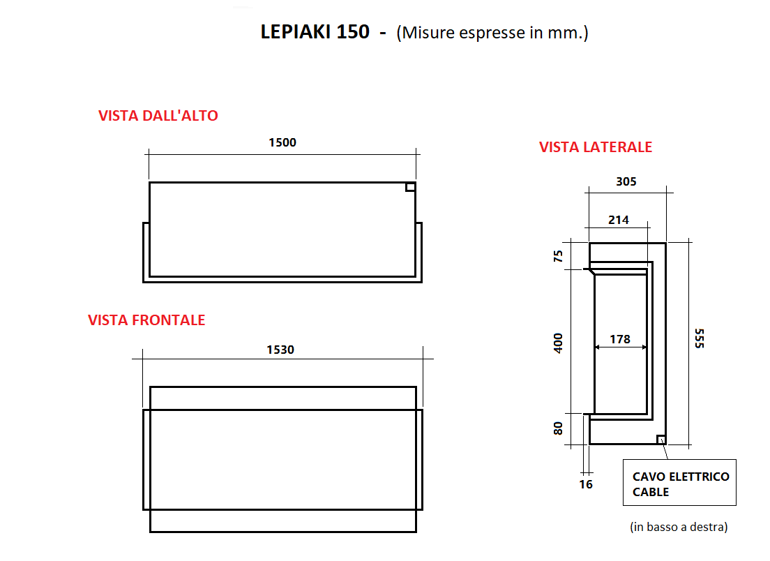 Camino Elettrico da Incasso MaisonFire Modello LEPIAKI 150 - Dimplex - distribuito da MaisonFire con Garanzia Italia