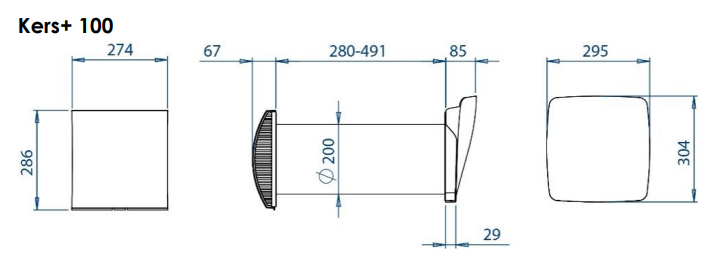 Recuperatore di Calore Puntuale Ideal Clima Modello Kers+ 100 VRKS00W Con Telecomando Funzione Antimuffa Wi-Fi Optional