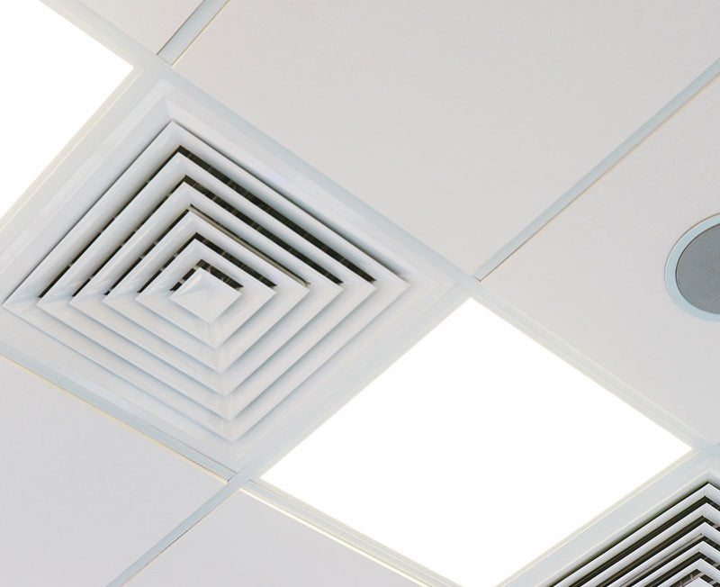 Diffusori multidirezionali a 4 vie con parte centrale asportabile IN ALLUMINIO BIANCO RAL 9010