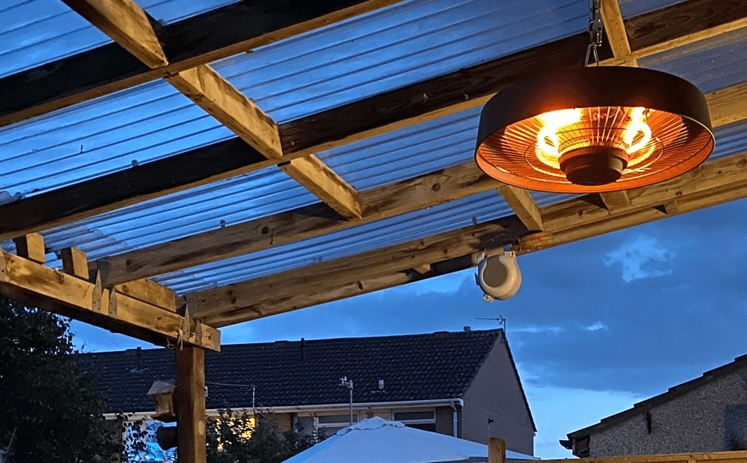 TECNO AIR SYSTEM Riscaldatore Infrarossi a Sospensione Modello Ruby Patio RLT-2000AP - Colore Nero