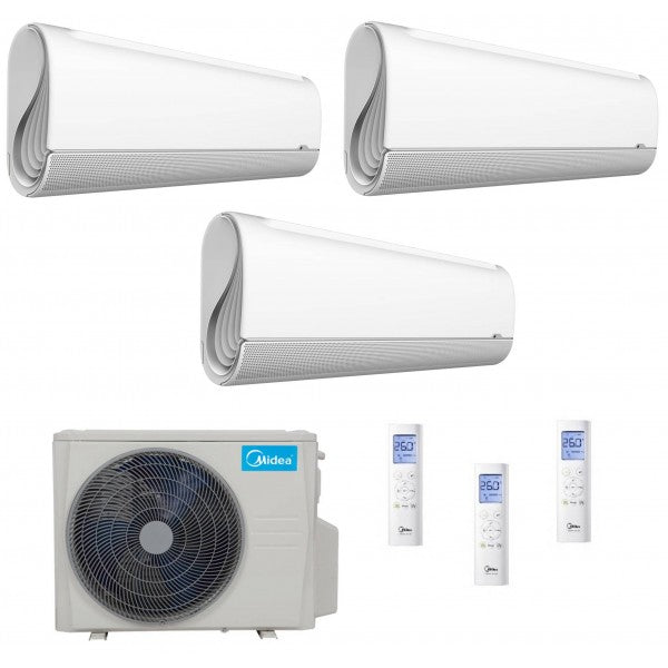 Condizionatore Climatizzatore Midea Trial Split Inverter Breezeless+ R32 Wi-Fi 9000+12000+12000 Con M3OA-27HFN8-Q