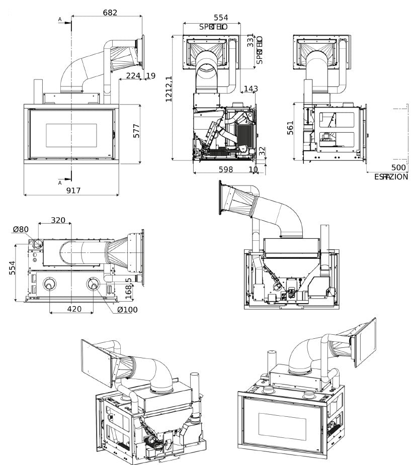 Inserto Camino a Pellet MCZ VIVO 90 PELLET Comfort Air 9 M1 Da 9 Kw