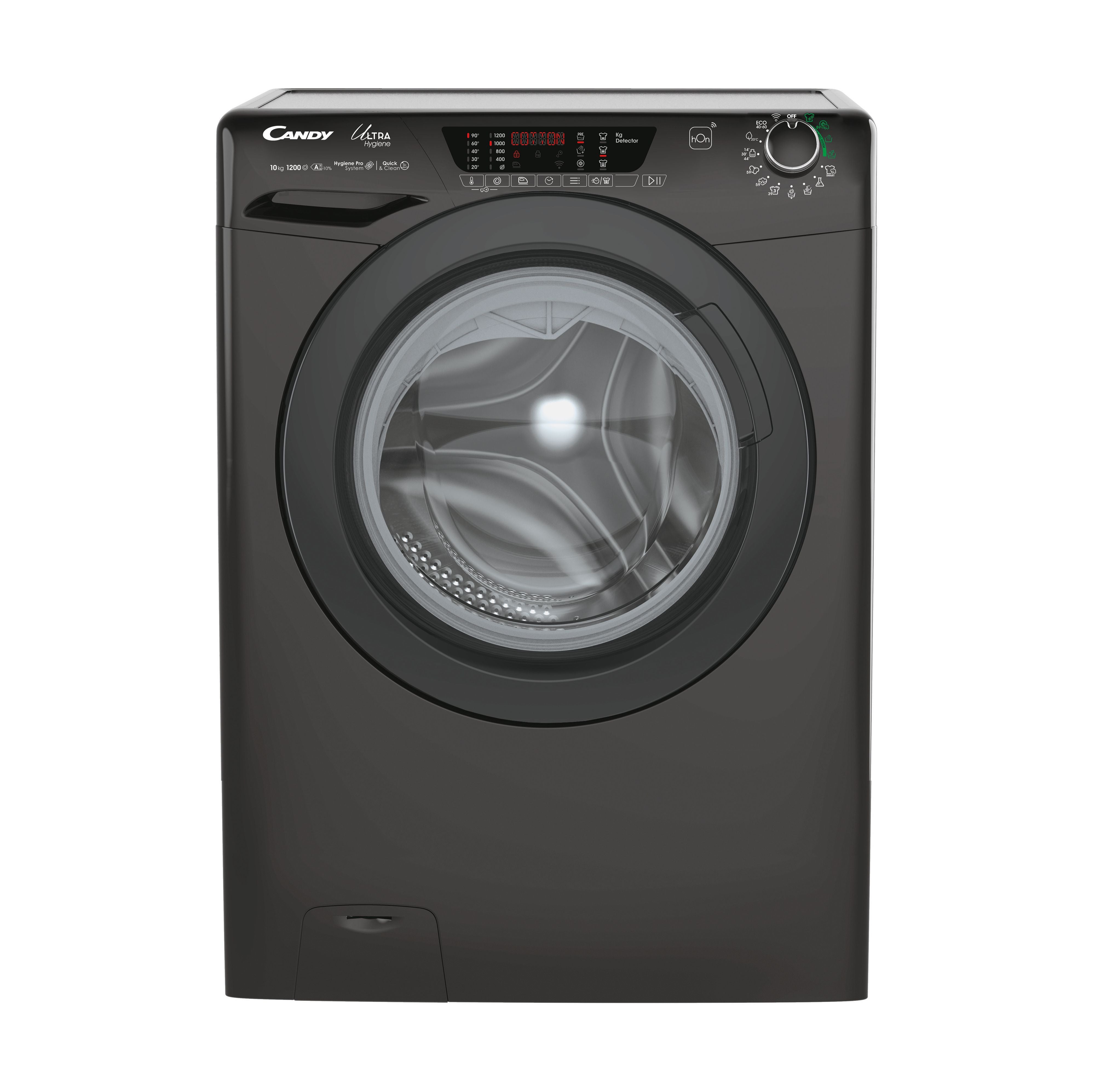 Lavatrice Libera Installazione Caricamento Frontale Candy Ultra Hygiene HES12104TWMBB6-S 10 kg 1200 Giri/min Nero Classe A