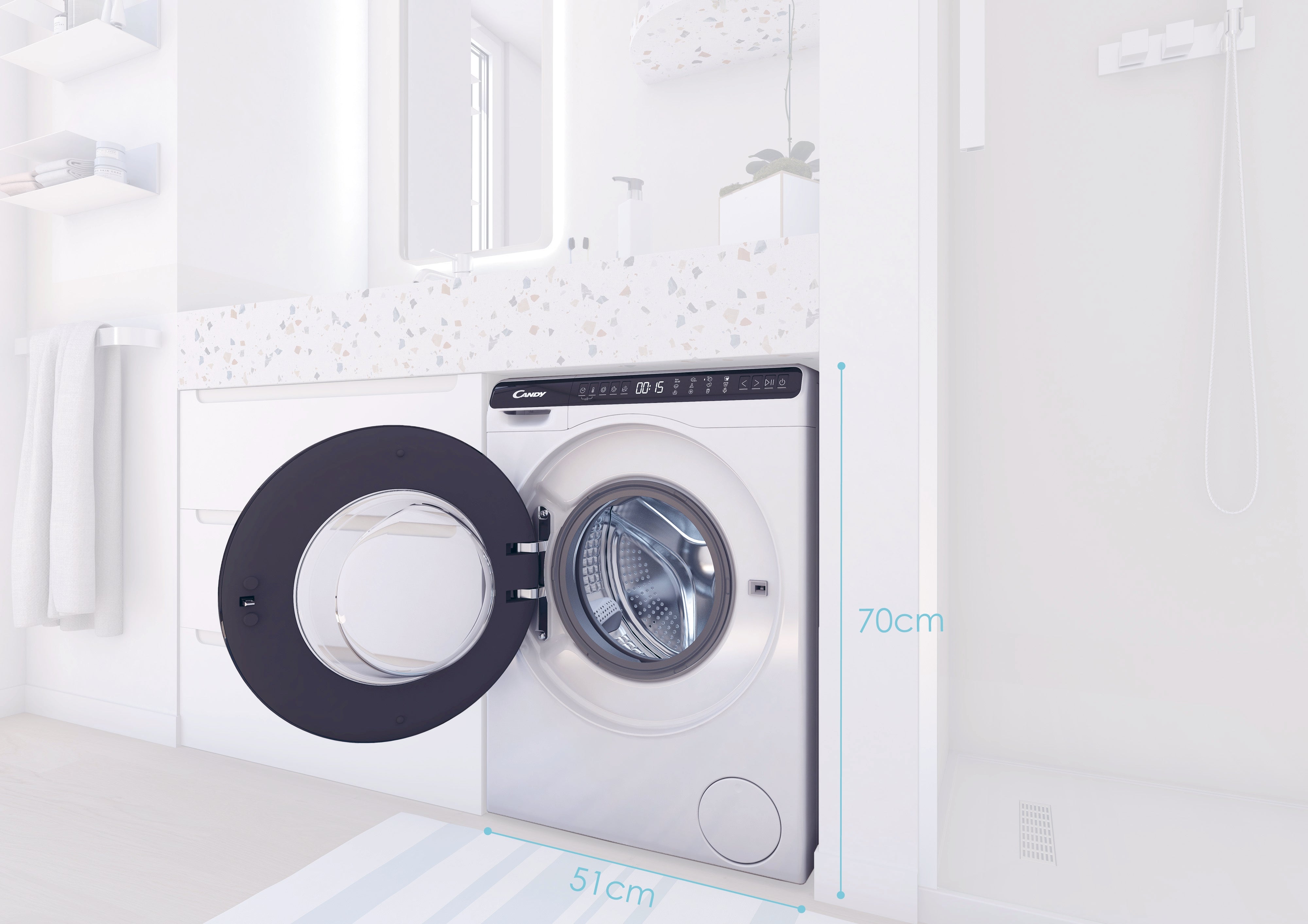 Lavatrice Caricamento Frontale Libera Installazione Candy CW50-BP12307G-S 5 kg 1200 Giri/min Bianco Classe A