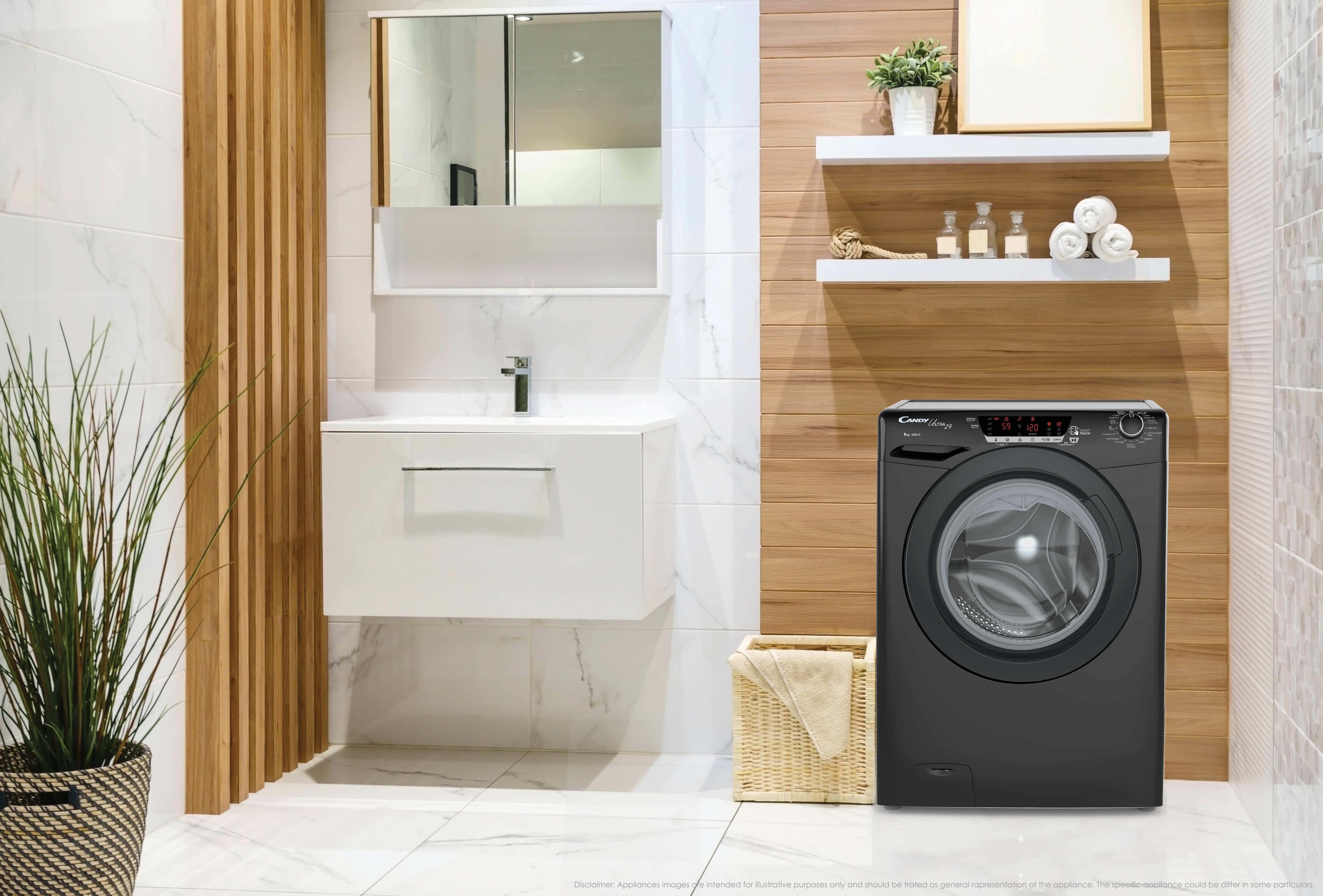 Lavatrice Libera Installazione Caricamento Frontale Candy Ultra Hygiene HE1584TWMBB6-S 8 kg 1500 Giri/min Nero Classe A