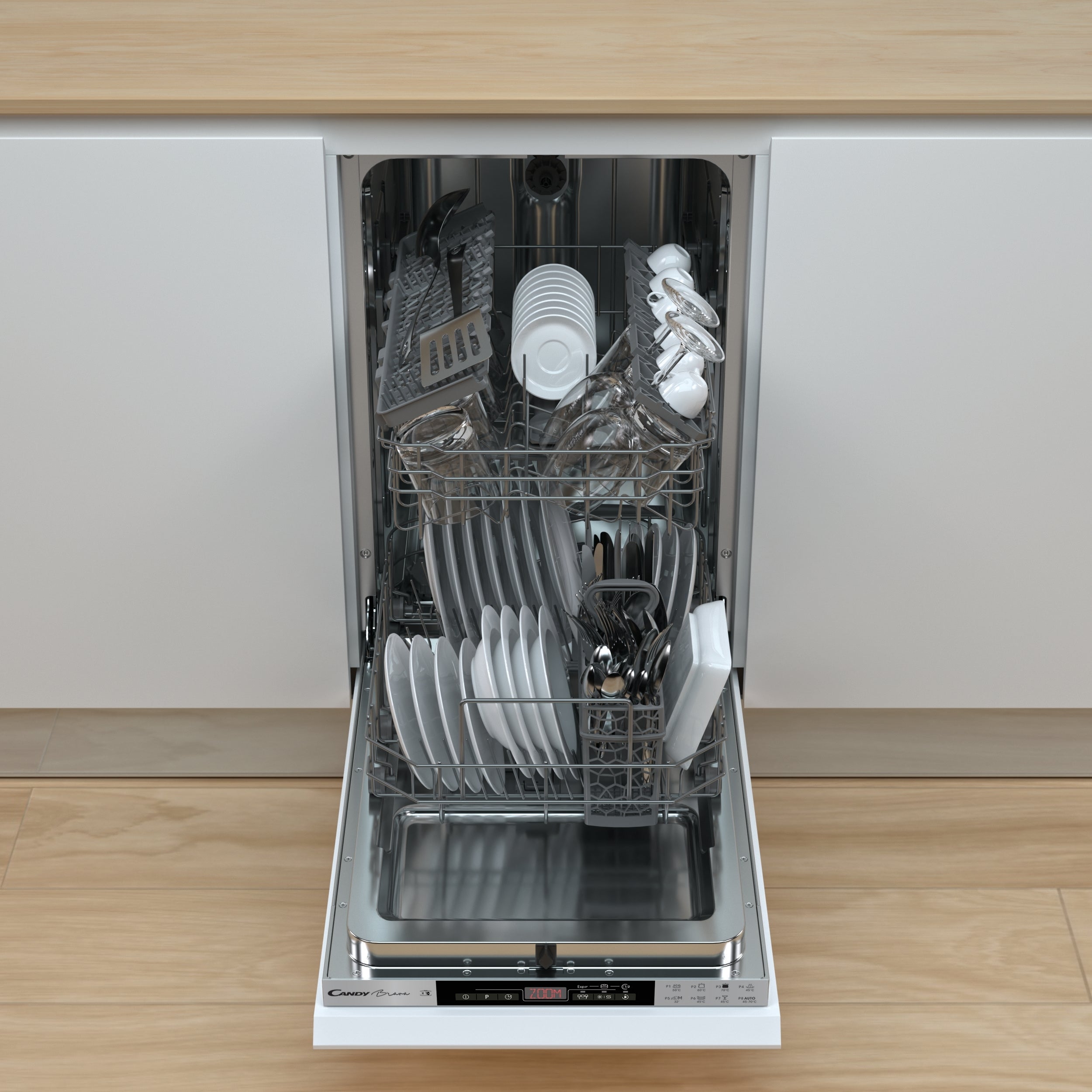 Lavastoviglie Da Incasso a Scomparsa Totale Candy Brava CDIH 2T1047 10 Coperti Classe E