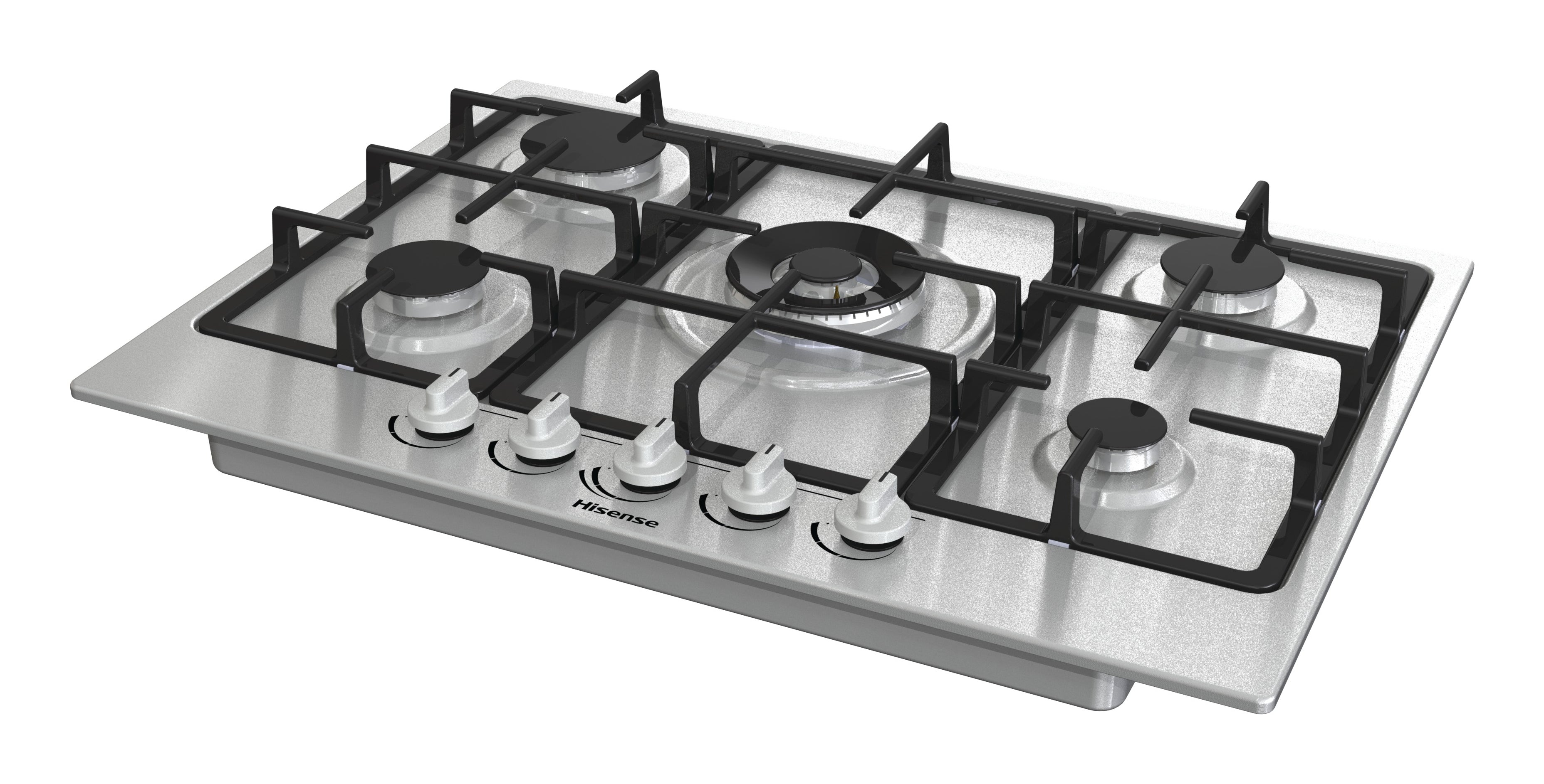 Piano Cottura a Gas Hisense GM773XF 70 cm Colore Inox 5 Zone Griglie In Ghisa