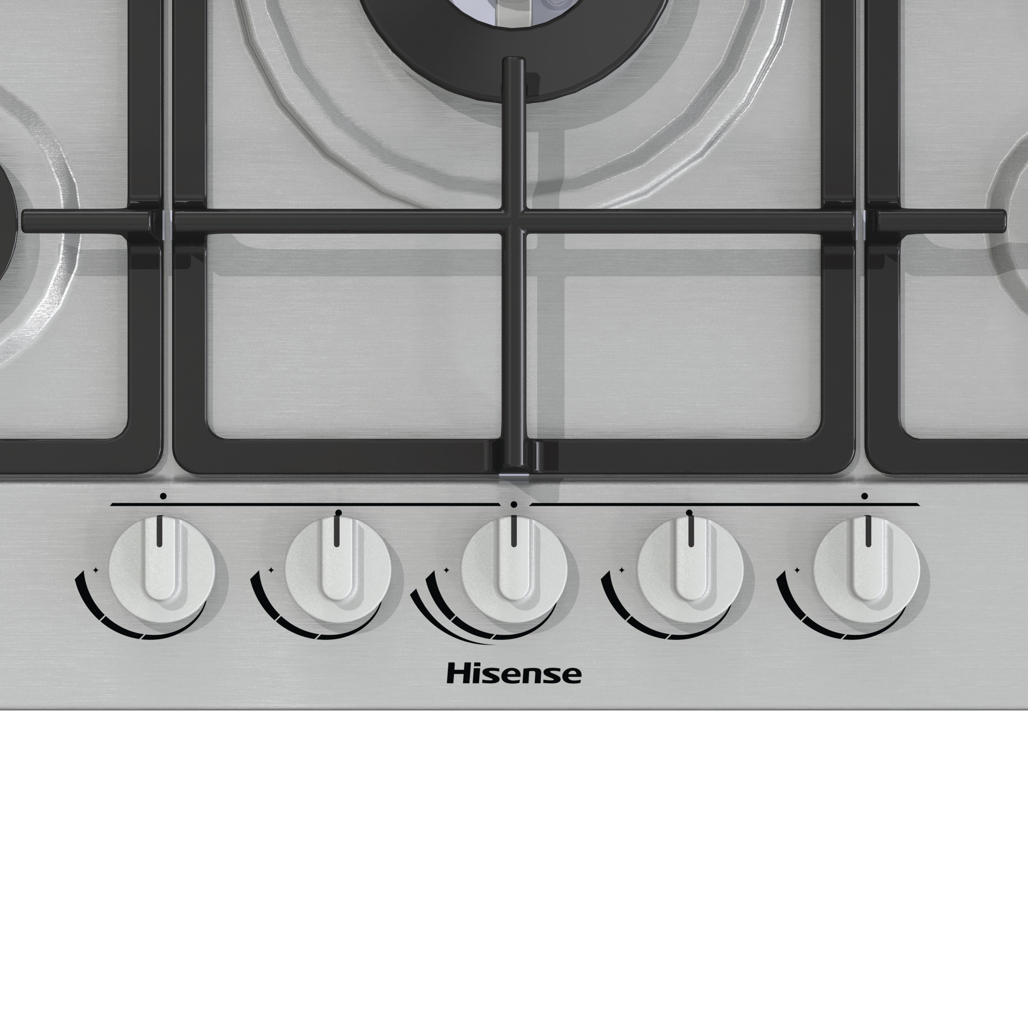 Piano Cottura a Gas Hisense GM773XF 70 cm Colore Inox 5 Zone Griglie In Ghisa