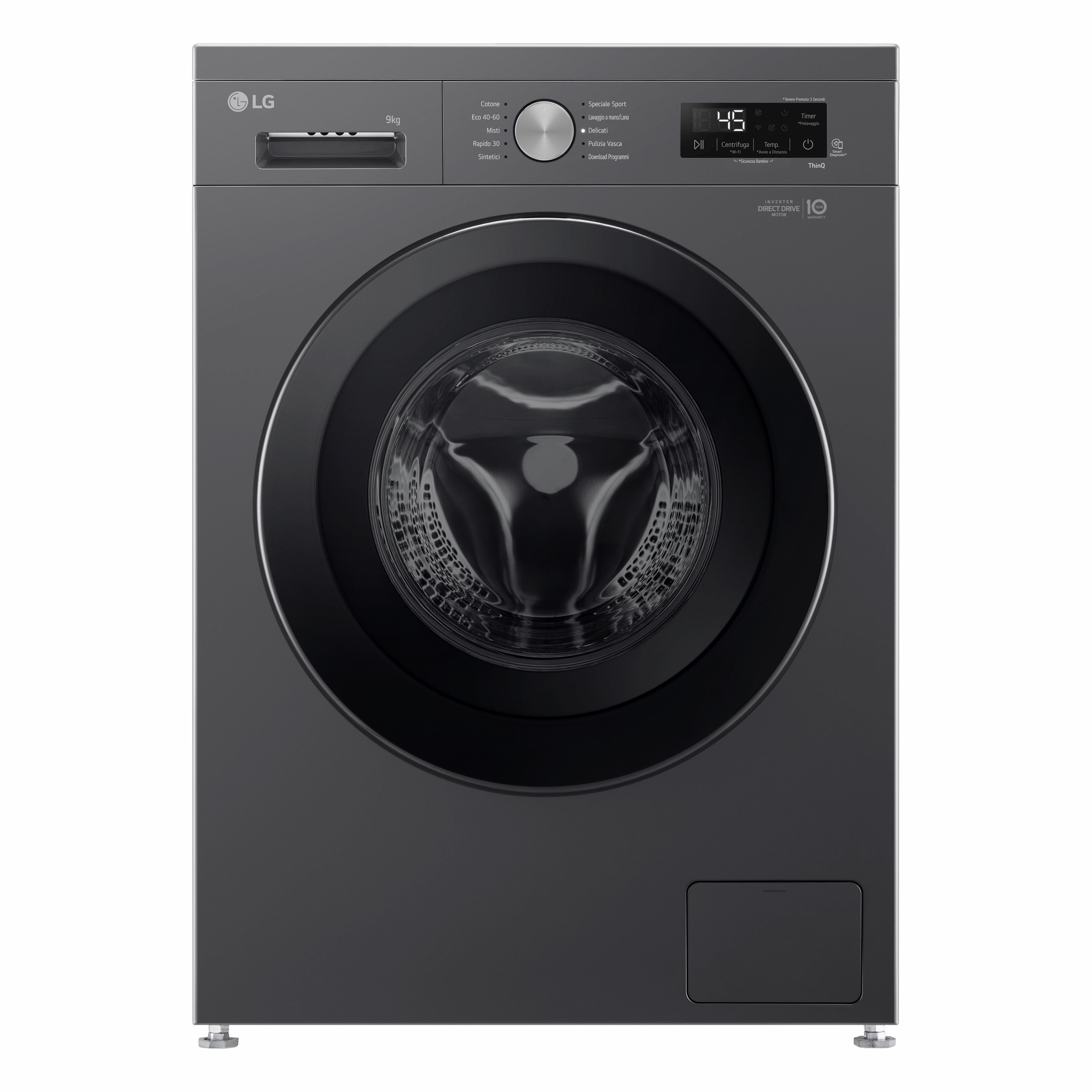 Lavatrice Smart Libera Installazione Caricamento Frontale LG F4NX1009NMB 9kg Classe A 1400 giri Black