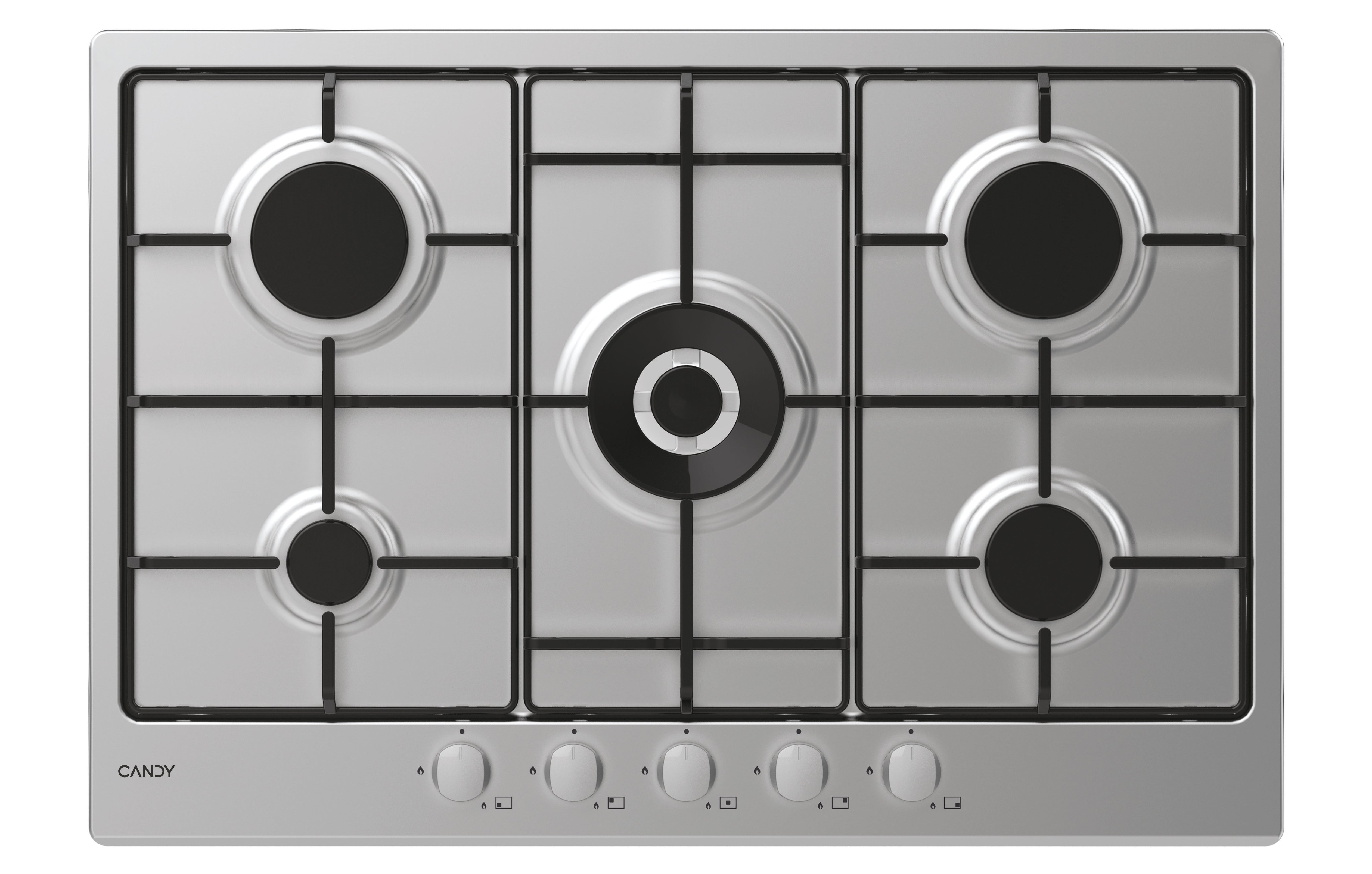 Piano Cottura a Gas Da Incasso Candy Idea Timeless CEL7P4WX Acciaio inox 74.5 cm 5 Fornello(i)