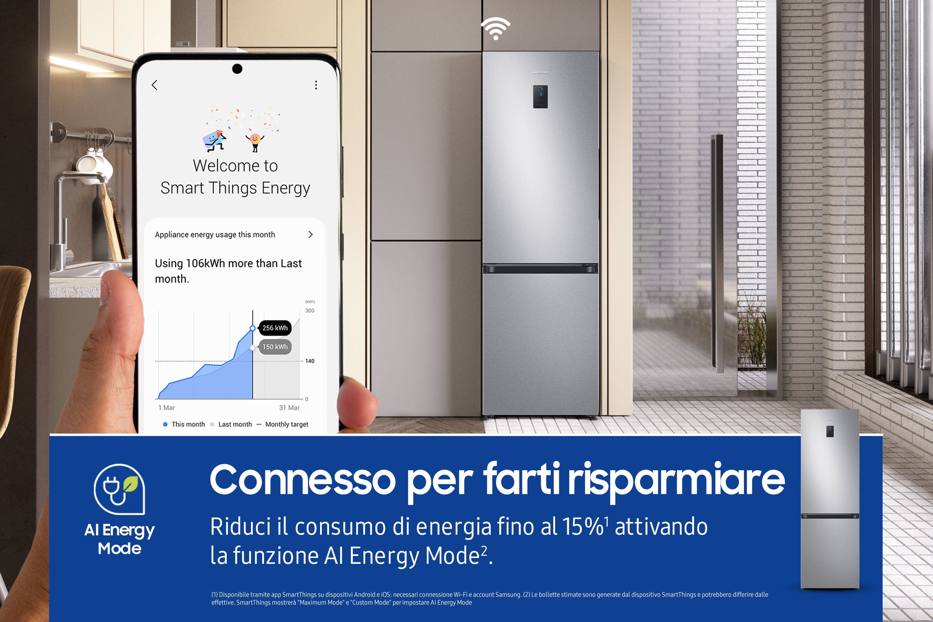 Frigorifero Combinato Libera Installazione Samsung EcoFlex AI RB34C672DSA 344L Classe D