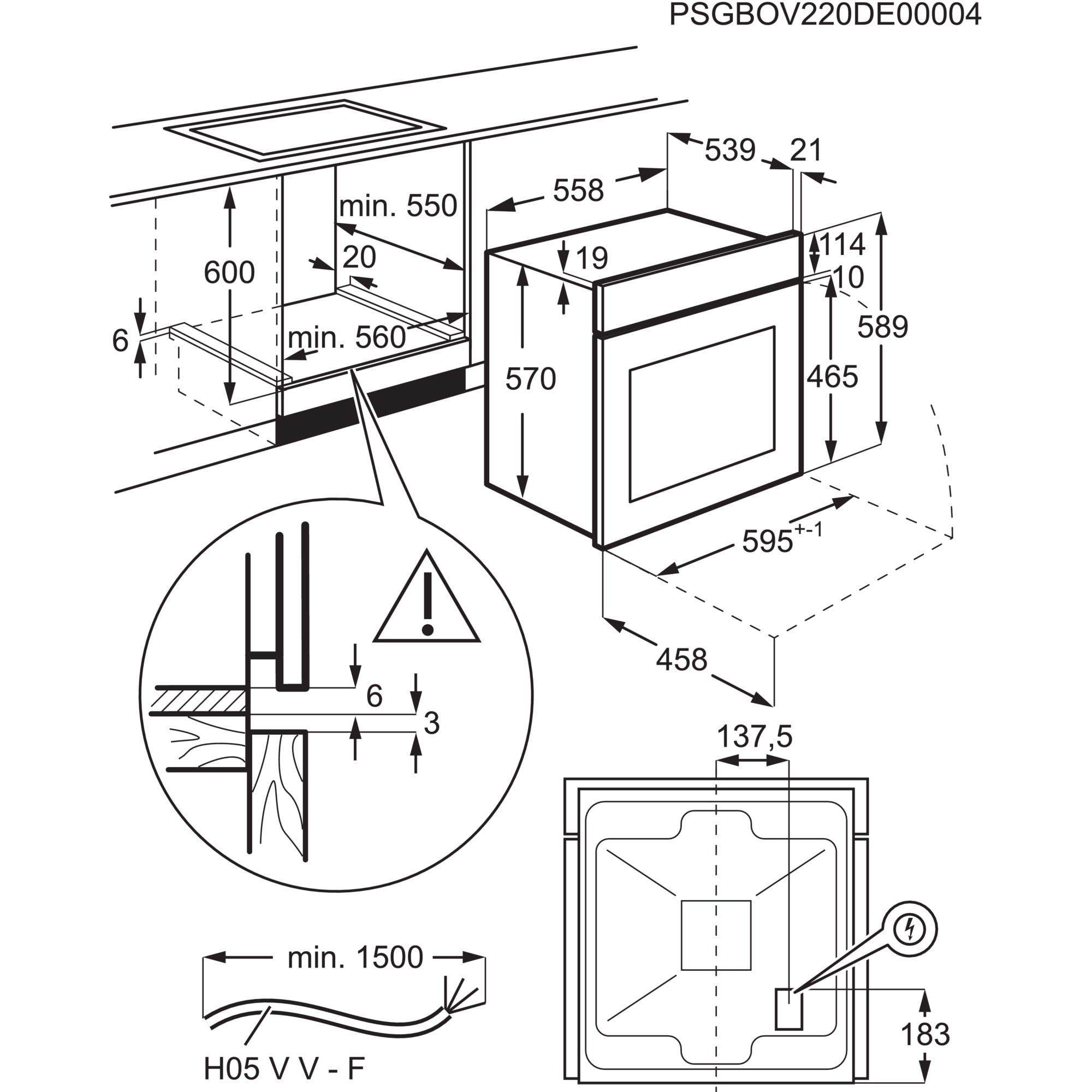 Forno Multifunzione Da Incasso Electrolux Serie 300 EOH2H00BX 58L in Acciaio Inox