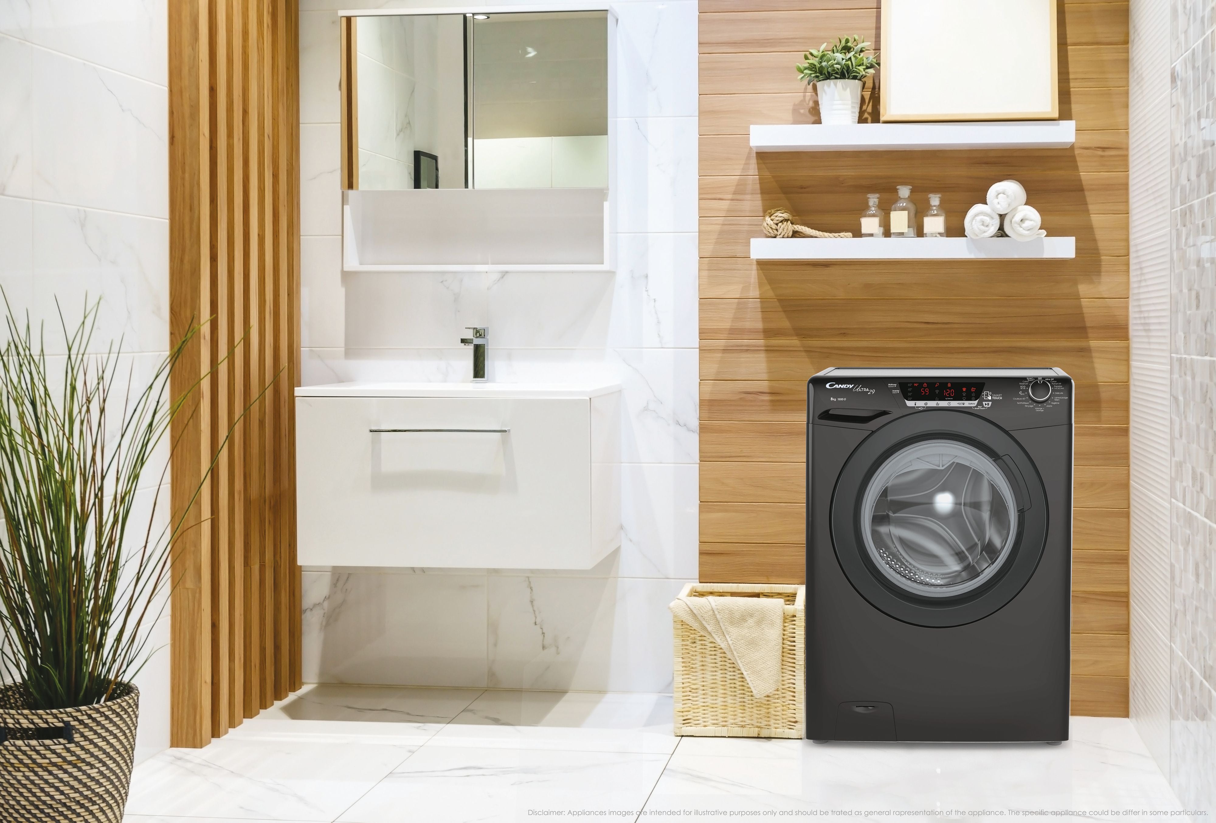 Lavatrice Libera Installazione Caricamento Frontale Candy Ultra Hygiene HES12104TWMBB6-S 10 kg 1200 Giri/min Nero Classe A