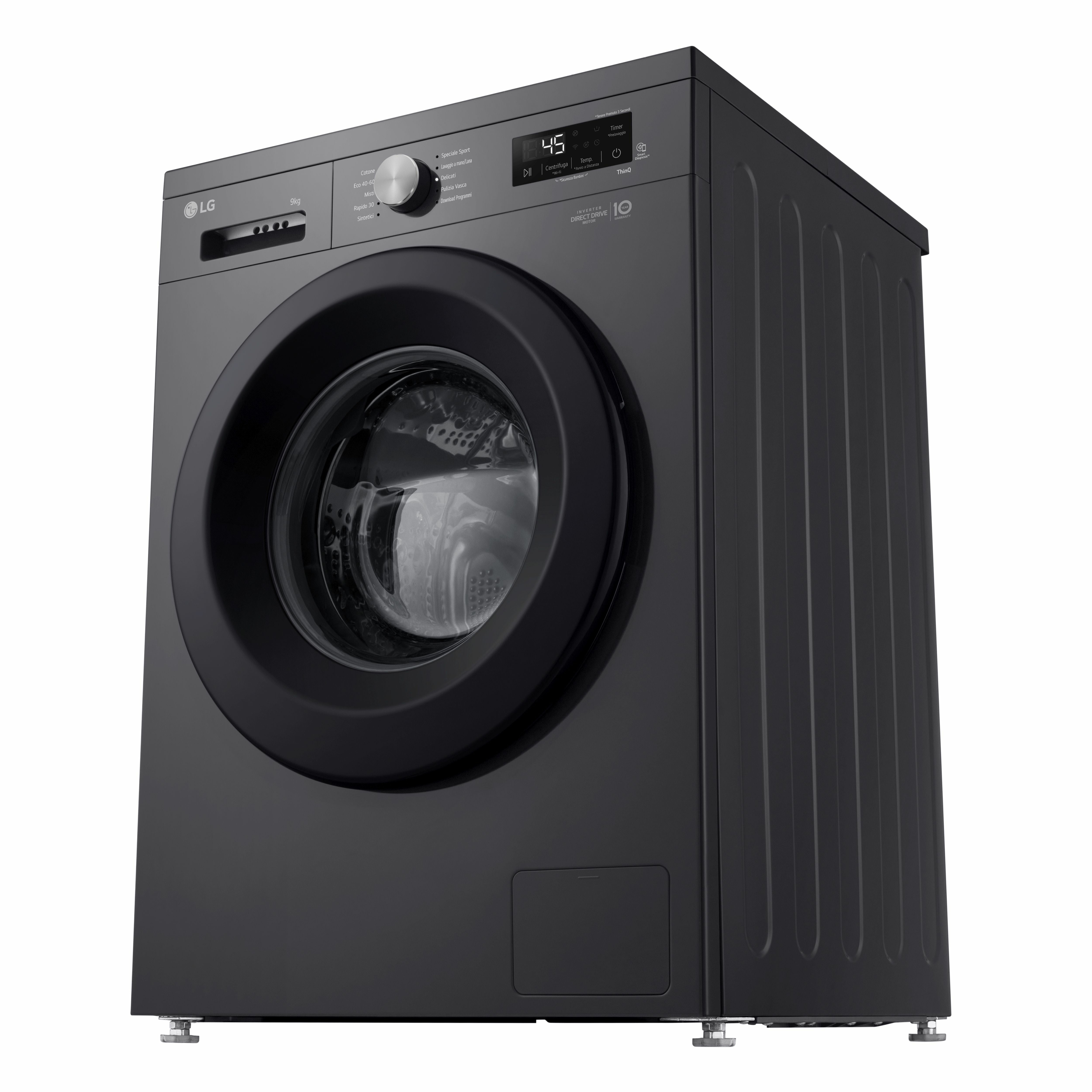 Lavatrice Smart Libera Installazione Caricamento Frontale LG F4NX1009NMB 9kg Classe A 1400 giri Black