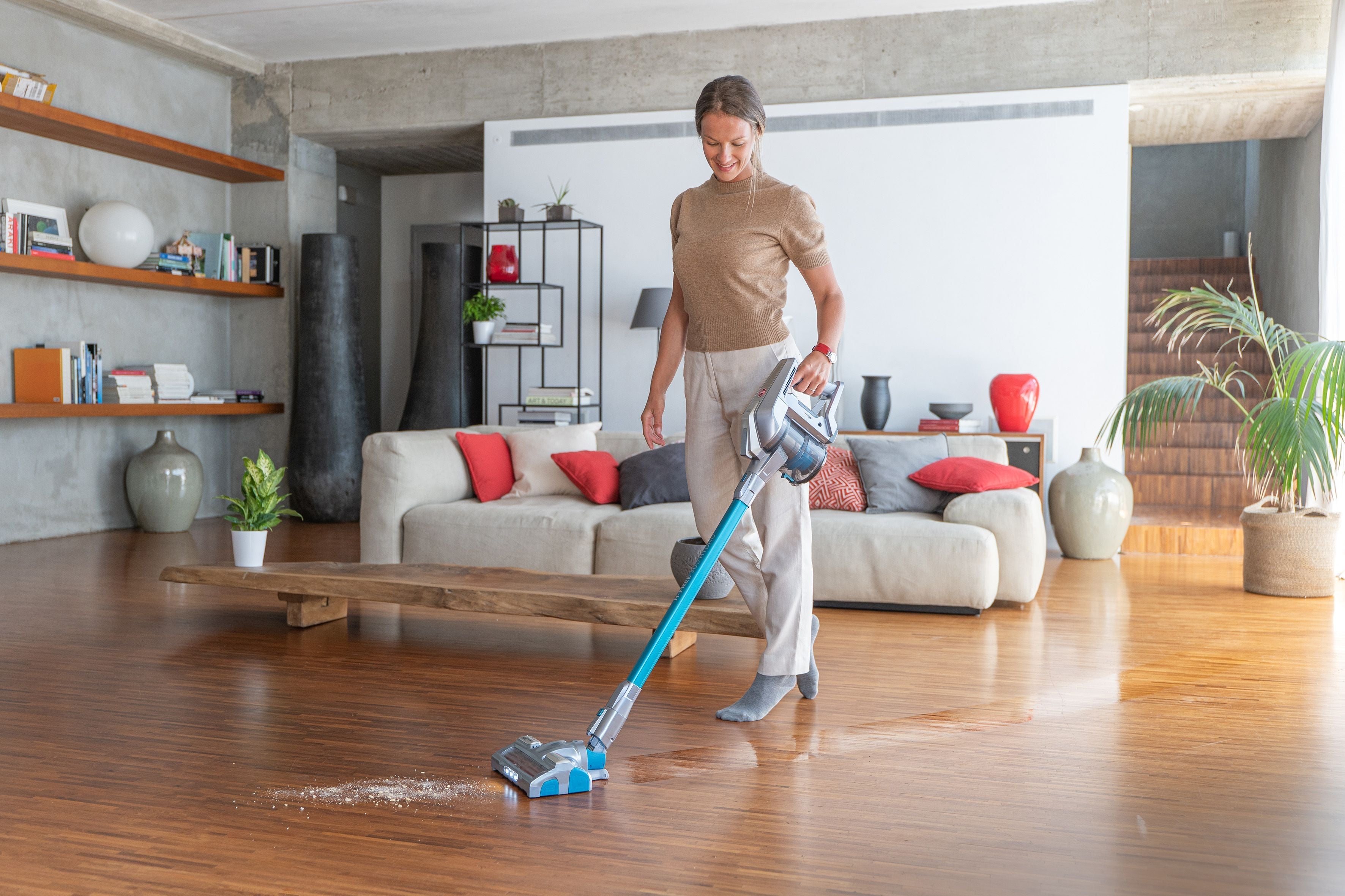 Aspirapolvere 2 in 1 senza filo Hoover FREE HYDRO HF322YHM 011 Grigio e Blu