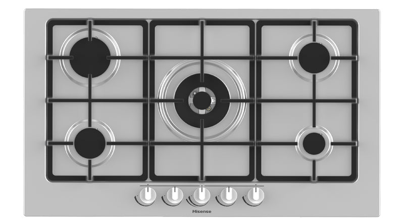 Piano Cottura a Gas Da Incasso Hisense GM973XF 90 cm Inox 5 Zone Griglie In Ghisa
