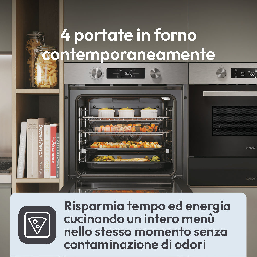 Forno Da Incasso Candy New Moderna CA6 N3B1HTX 78L in Acciaio Inox, Nero