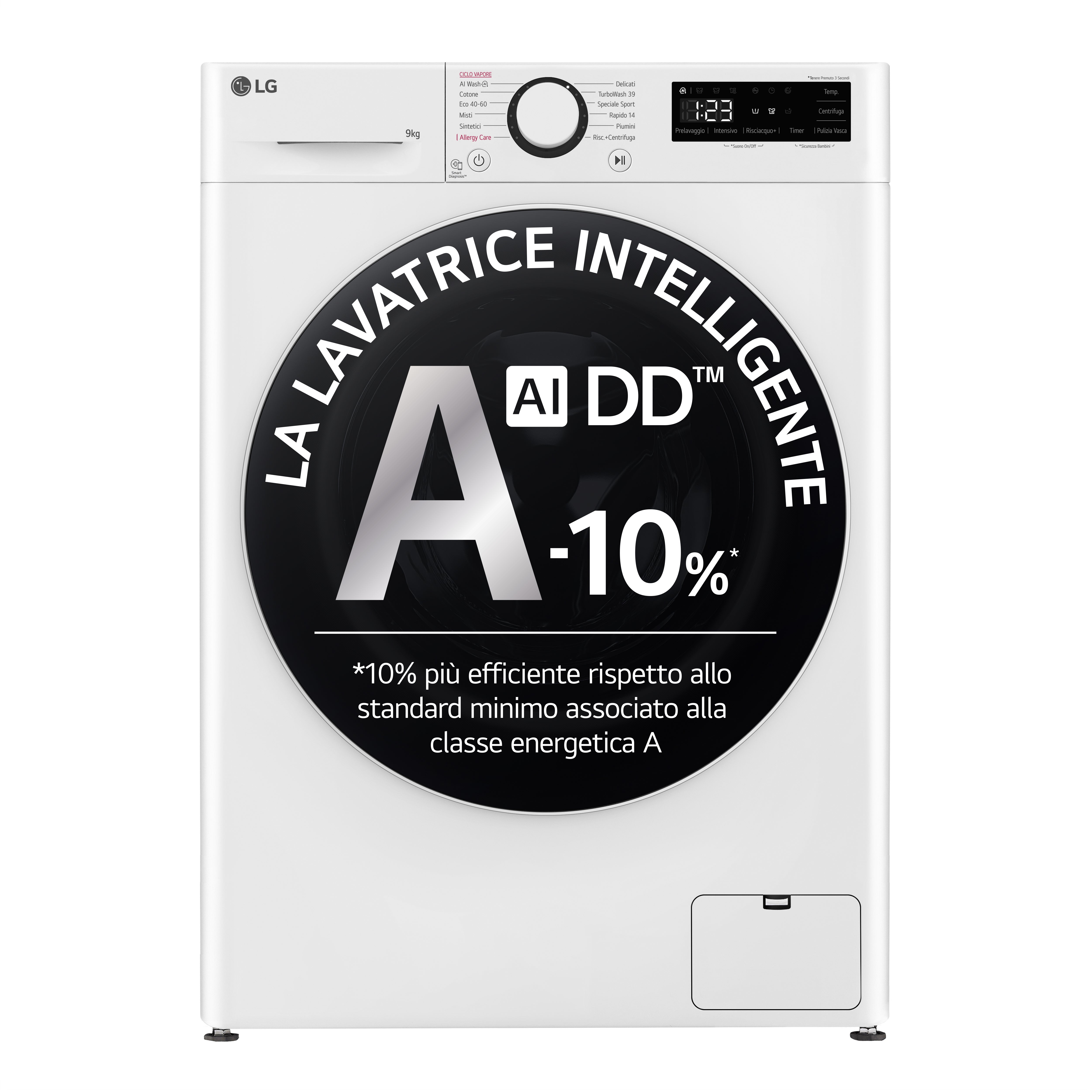 Lavatrice Libera Installazione Caricamento Frontale LG F4R5009TSWW 9kg AI DD Classe A 1400 Giri Bianco Classe A