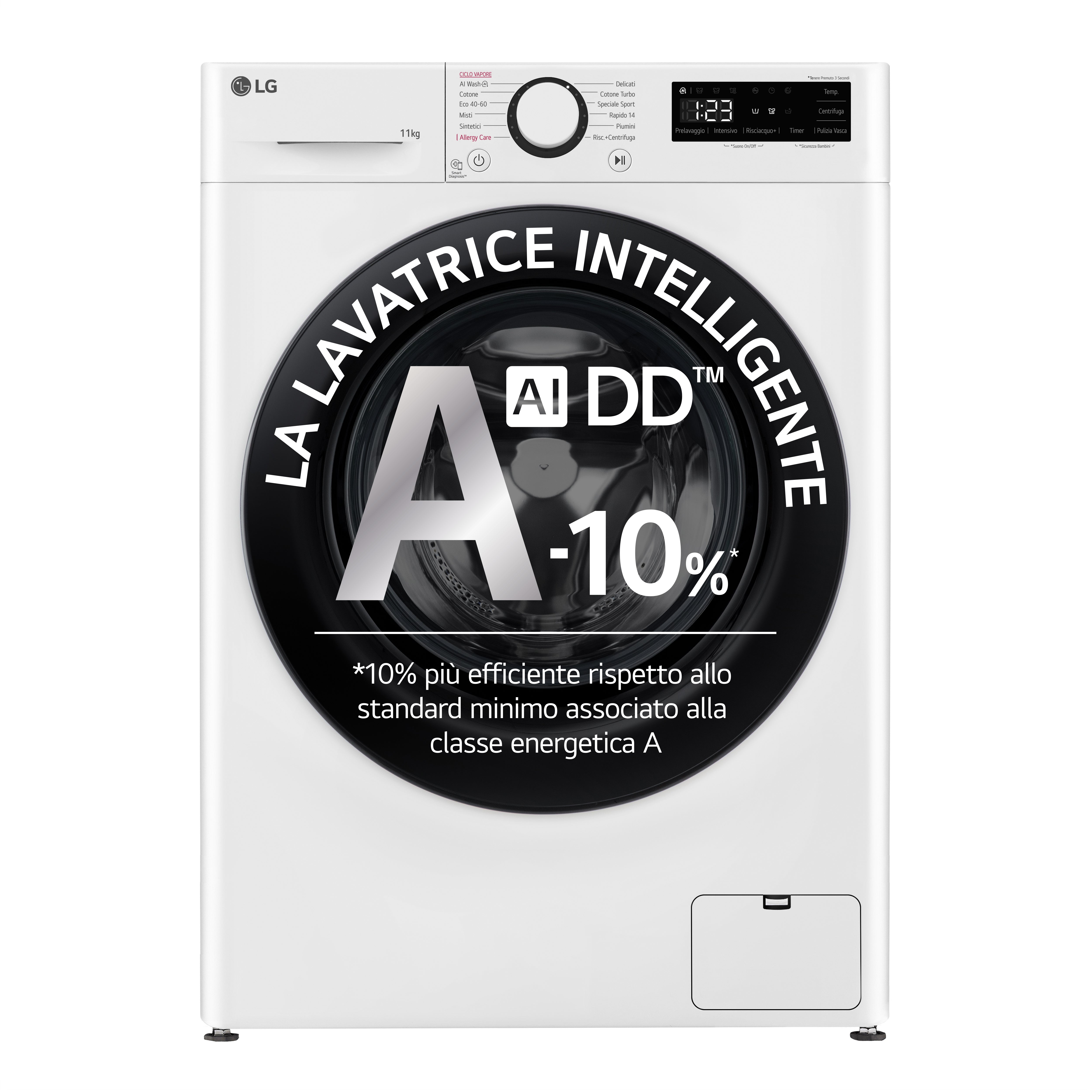 Lavatrice Libera Installazione Caricamento Frontale LG F4R3011NSWB 11kg AI DD Classe A 1400 Giri Bianco Classe A