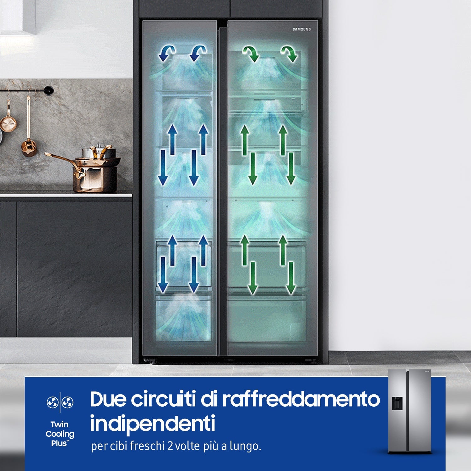 Frigorifero Side-by-Side Libera Installazione Samsung Serie 8000 RS68A854CSL 635L Classe C Inox