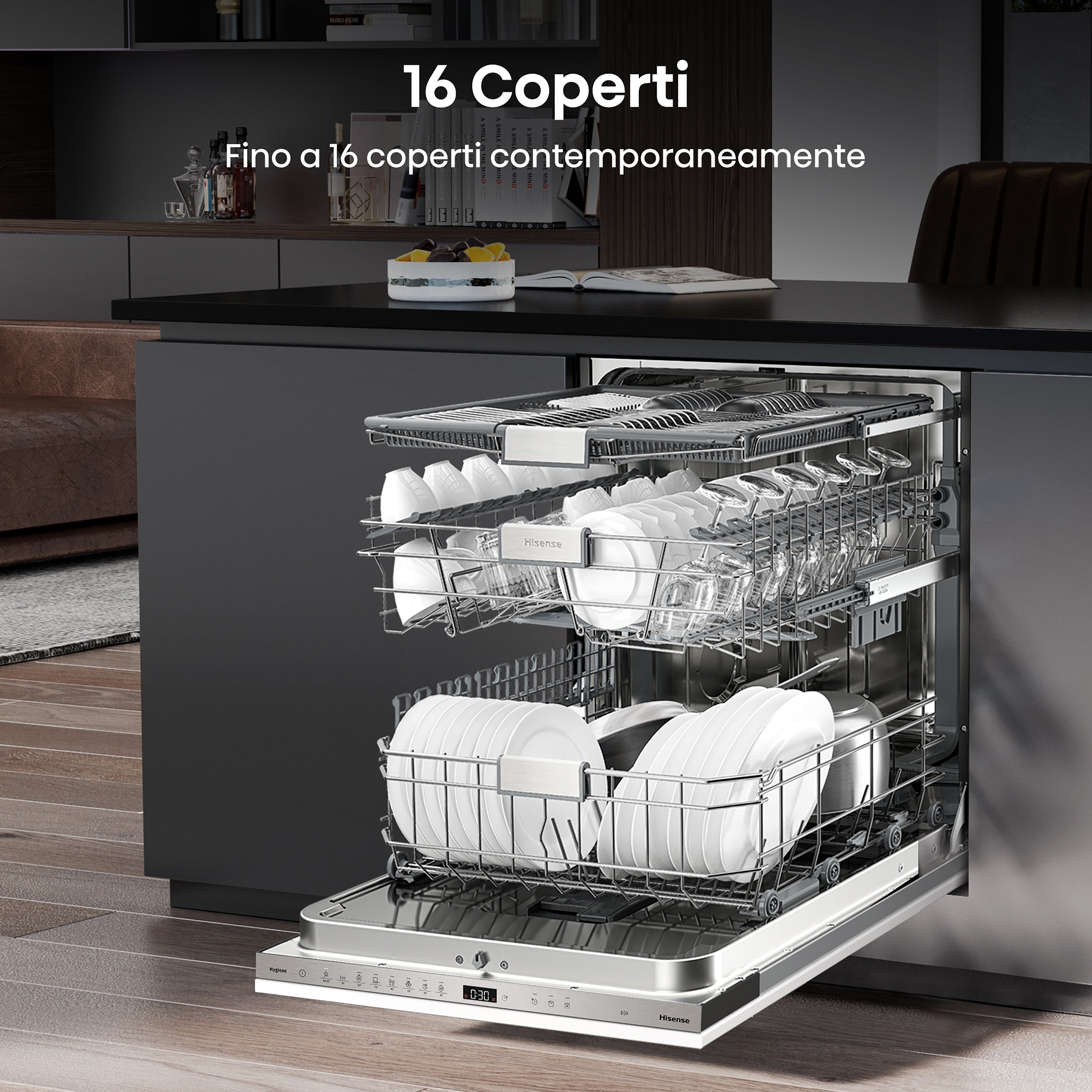 Lavastoviglie Da Incasso A Scomparsa Totale Hisense HV663C60 16 coperti Classe C