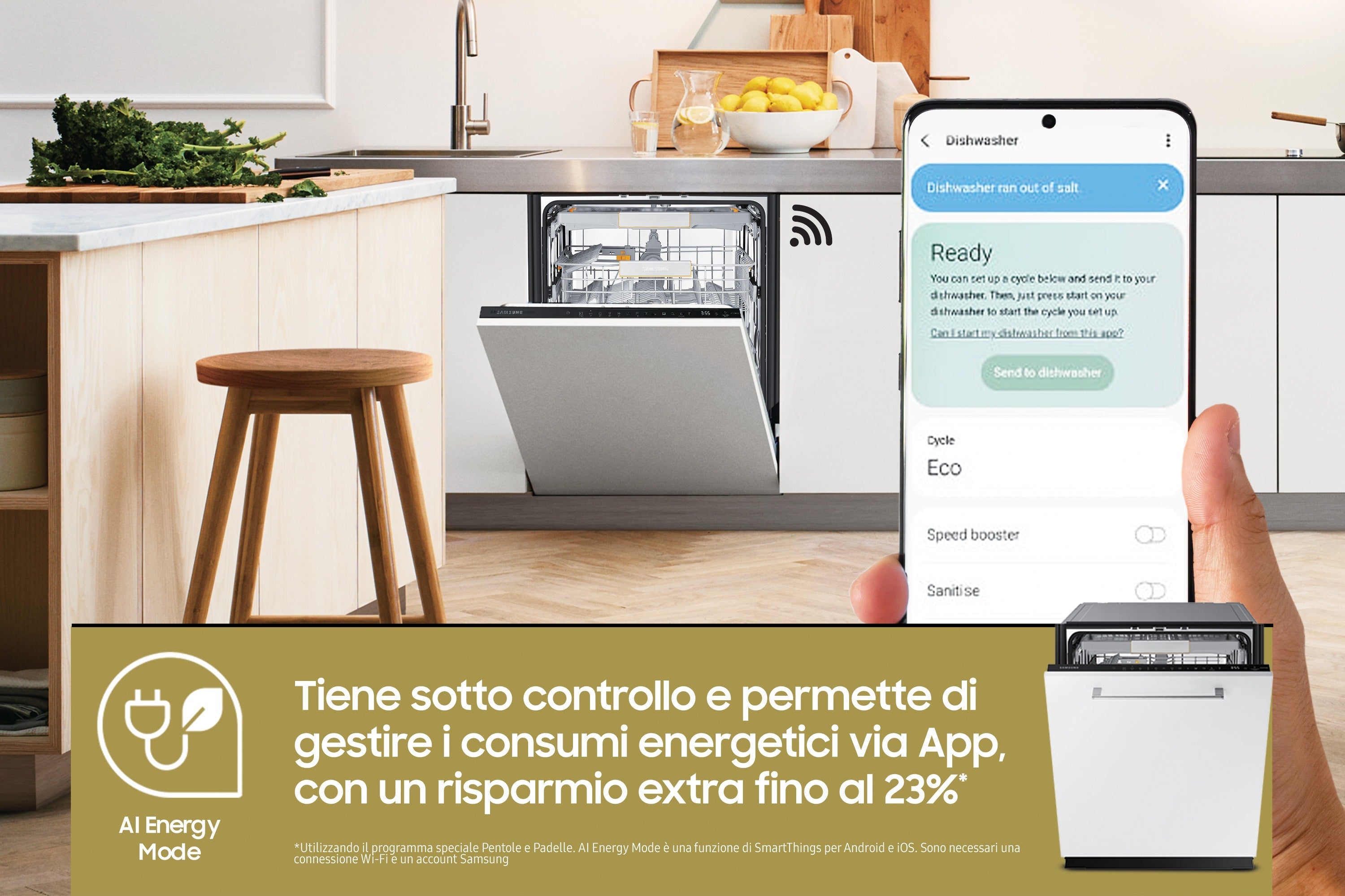 Lavastoviglie Da Incasso a Scomparsa Totale Samsung DW60CG880B00 Serie 8700 14 Coperti Classe A