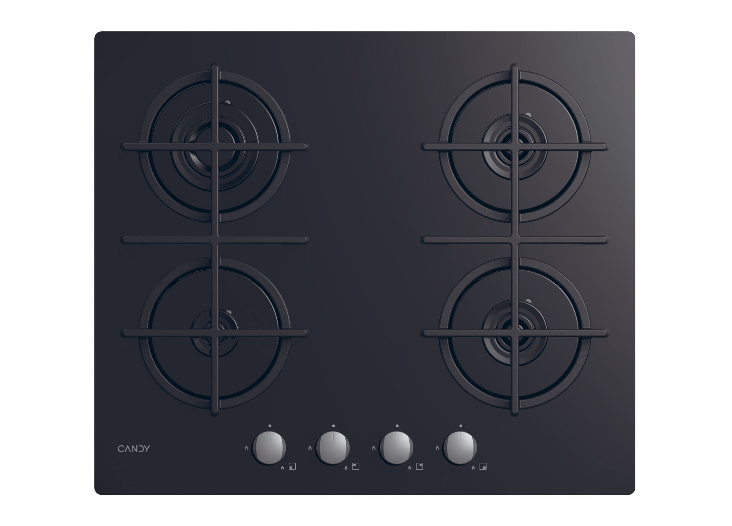 Piano Cottura a Gas Da Incasso Candy Moderna Gas on Glass CVG6B Nero 59 cm 4 Fuochi