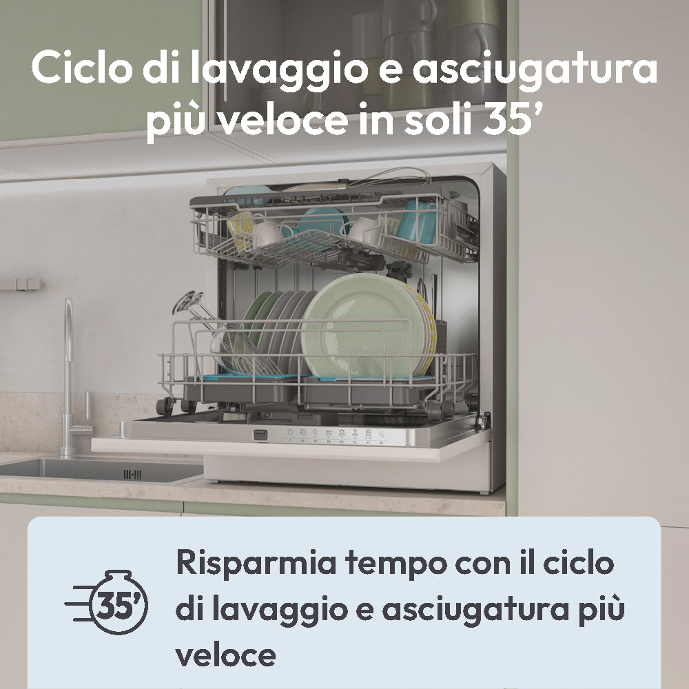 Lavastoviglie Libera installazione Candy RapidÓ CP 6E51LW 6 Coperti Classe E