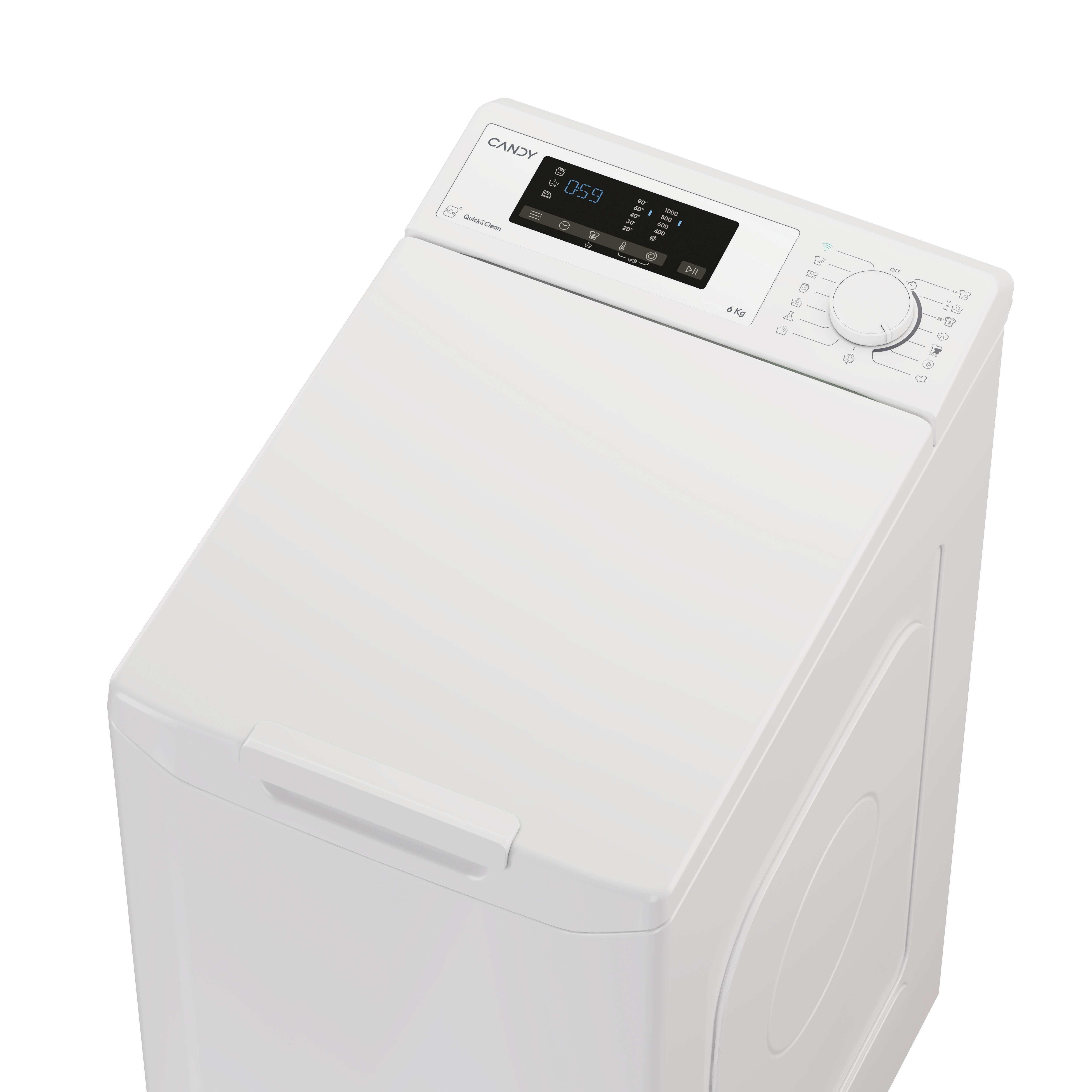 Lavatrice Libera Installazione Caricamento Dall'Alto Candy ProWash TCA063D3-S 6 kg 1000 Giri/min Bianco Classe C
