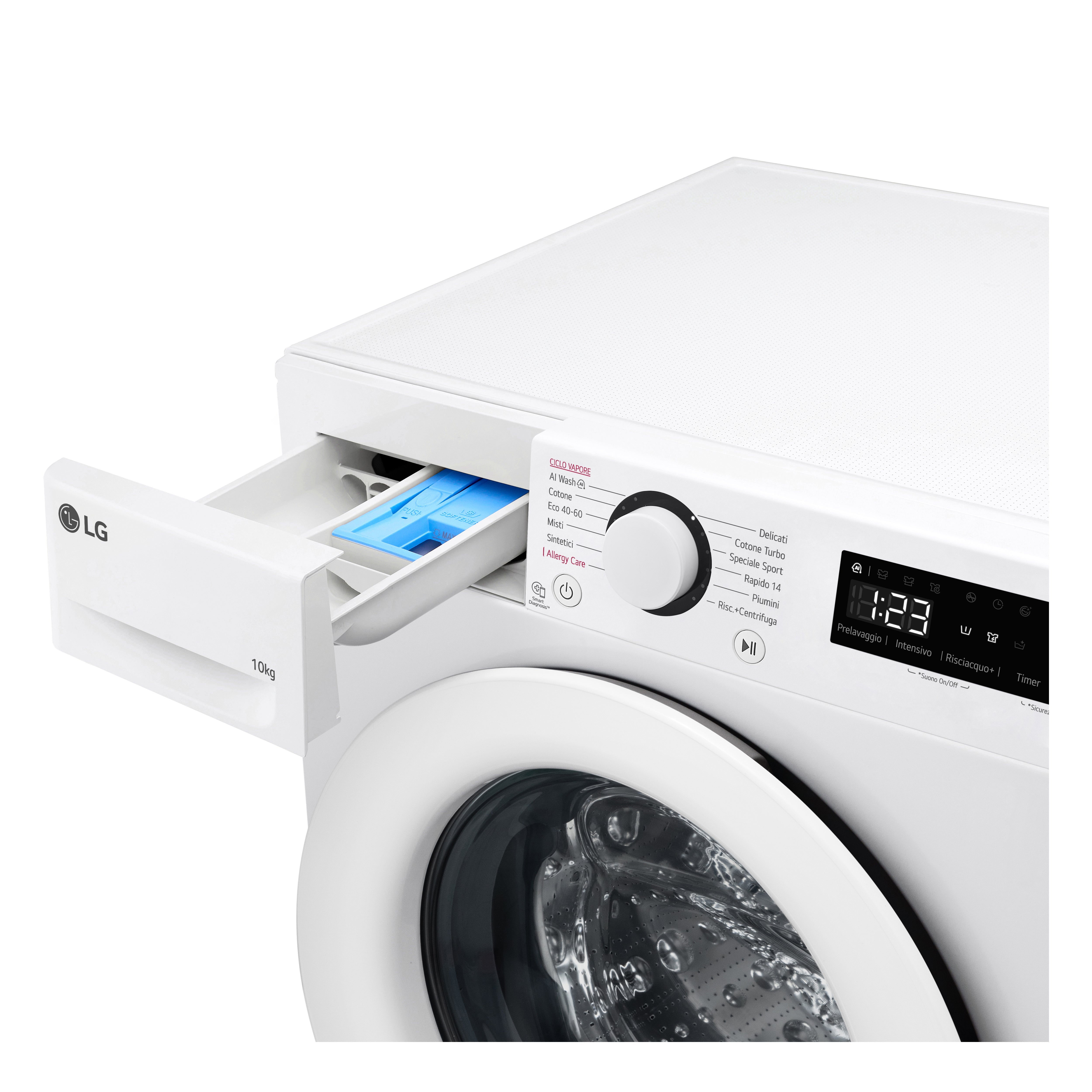 Lavatrice a Vapore Libera Installazione Caricamento Frontale LG F4R3010NSWW 10kg AI DD Classe A 1400 giri/min Classe A