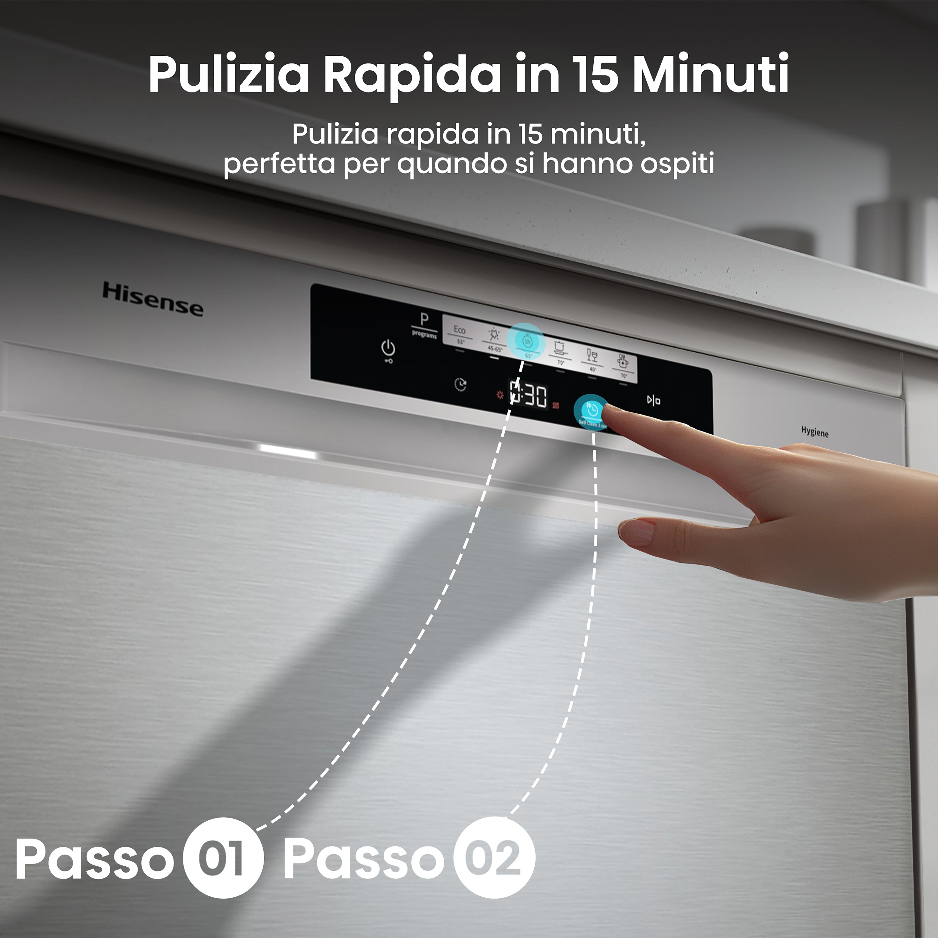 Lavastoviglie Libera Installazione Hisense HS643D90X 16 Coperti Classe D