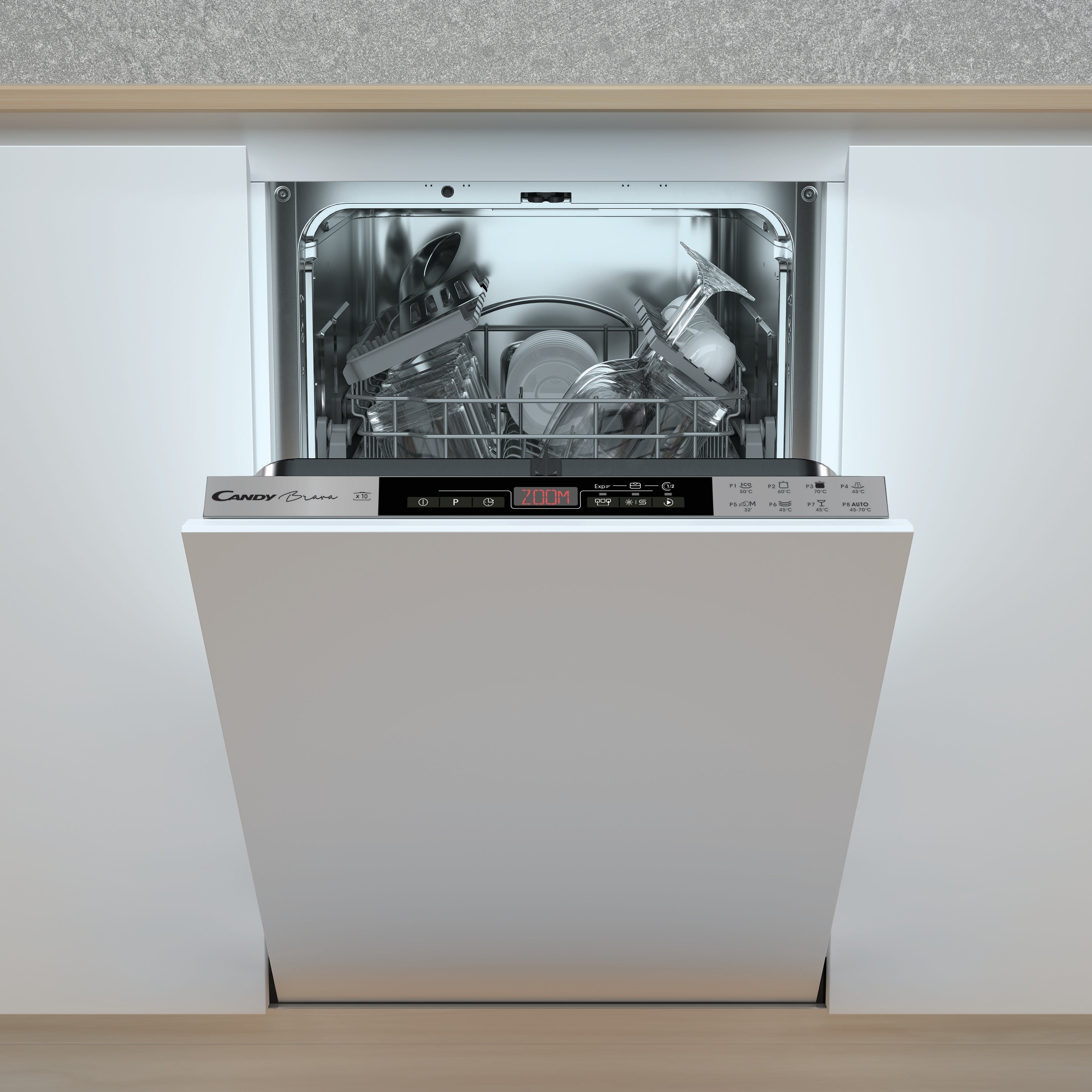 Lavastoviglie Da Incasso a Scomparsa Totale Candy Brava CDIH 2T1047 10 Coperti Classe E