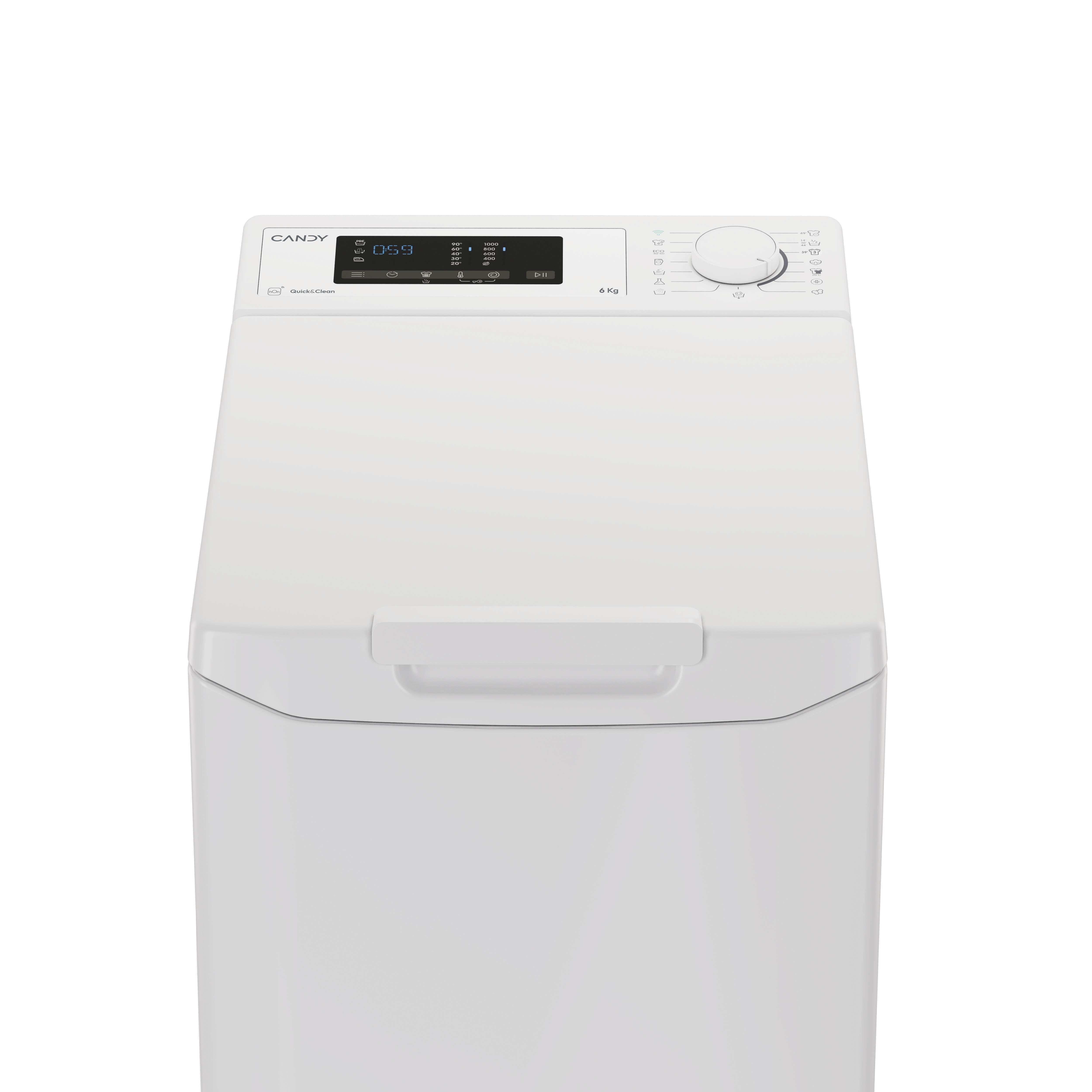 Lavatrice Libera Installazione Caricamento Dall'Alto Candy ProWash TCA063D3-S 6 kg 1000 Giri/min Bianco Classe C