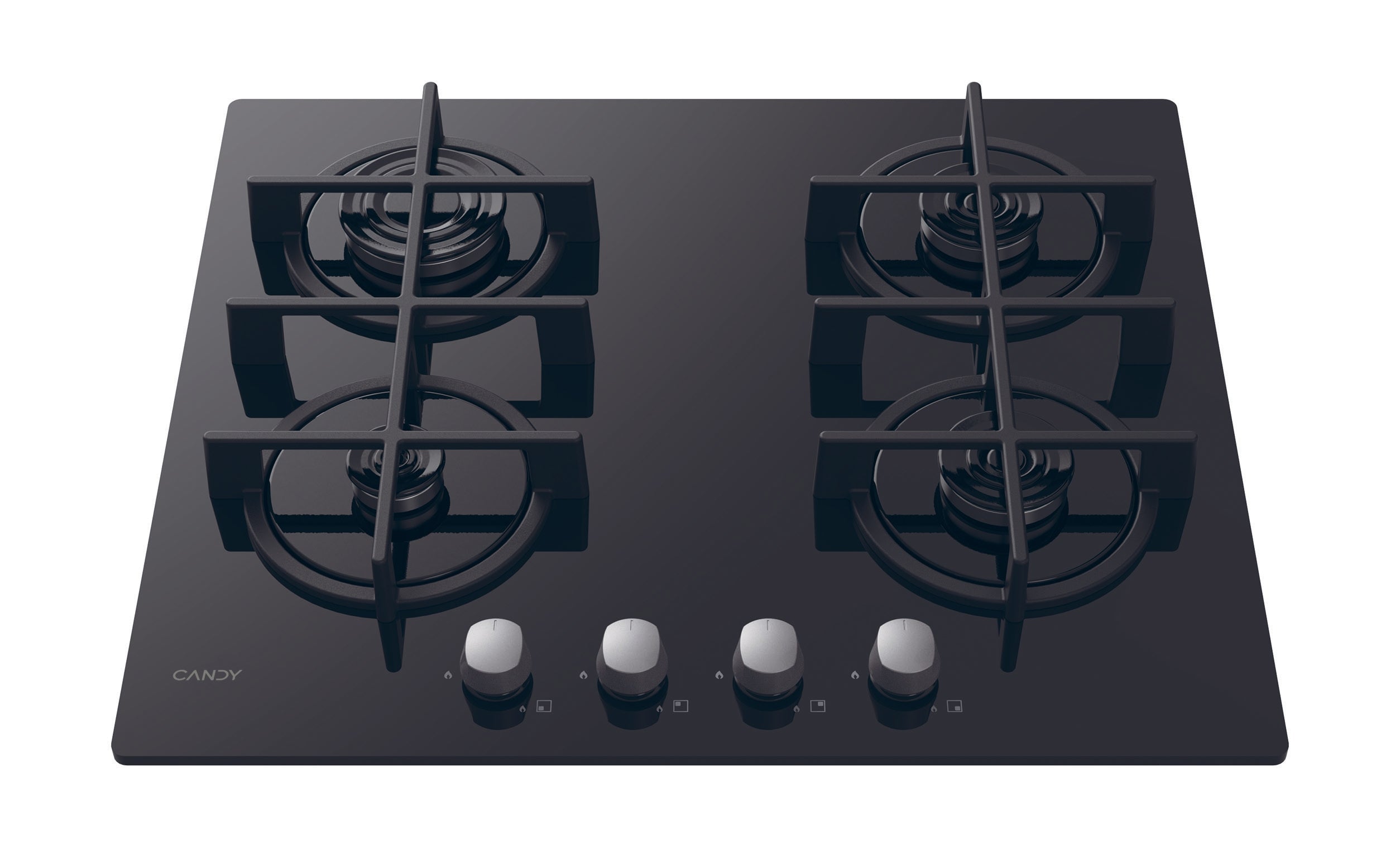 Piano Cottura a Gas Da Incasso Candy Moderna Gas on Glass CVG6B Nero 59 cm 4 Fuochi