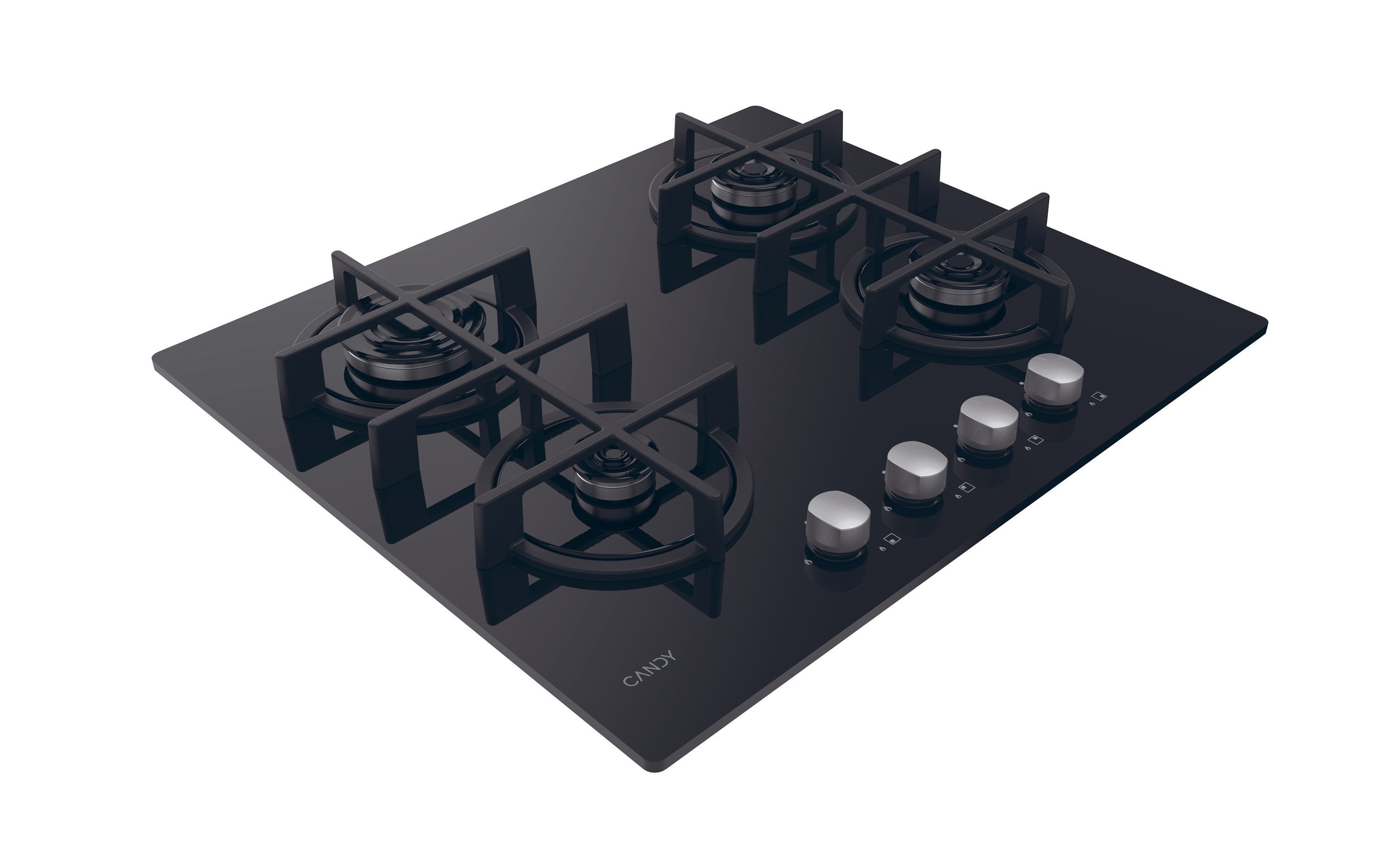 Piano Cottura a Gas Da Incasso Candy Moderna Gas on Glass CVG6B Nero 59 cm 4 Fuochi