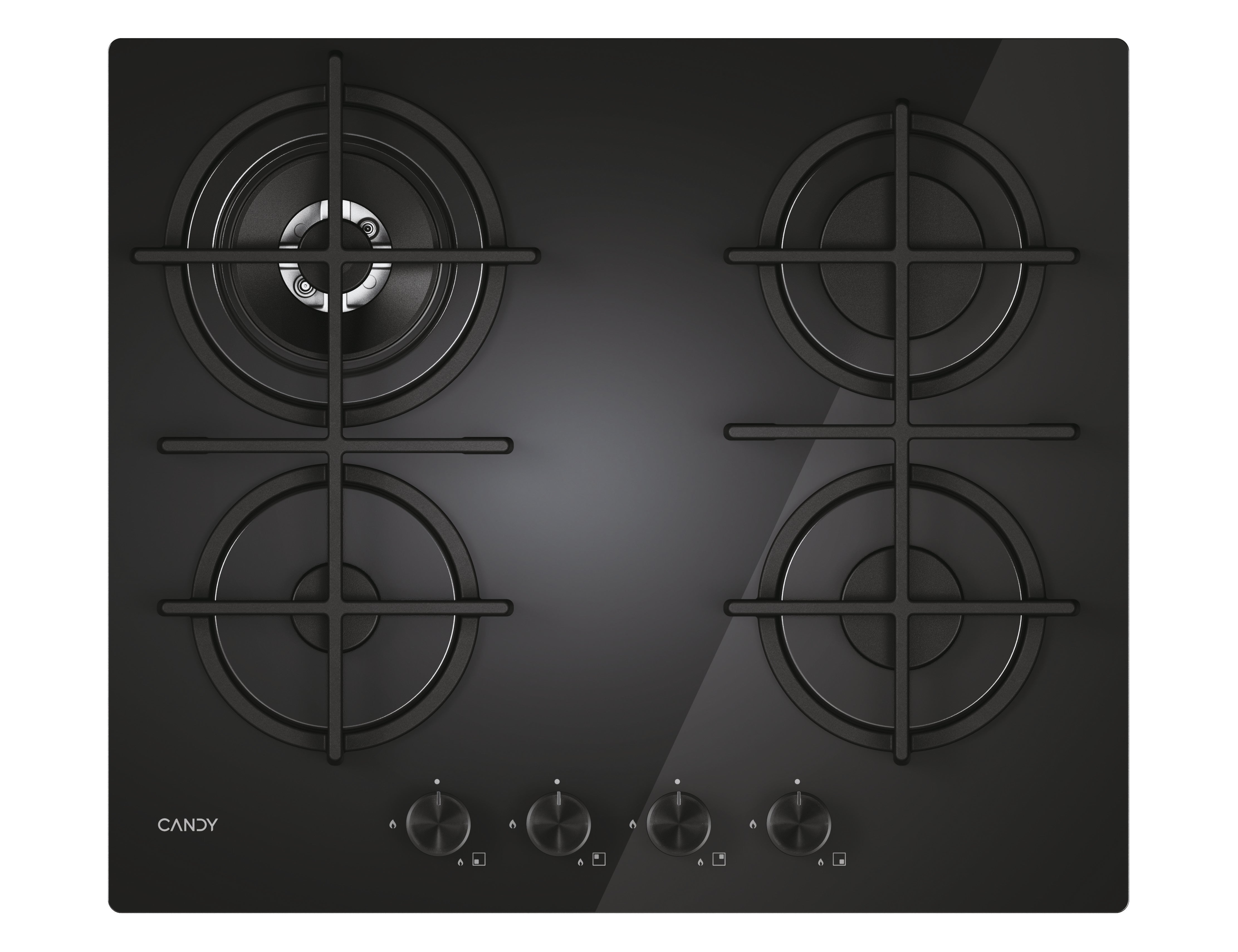 Piano Cottura a Gas Da Incasso Candy Moderna CVG6BR4WTB Nero 60 cm Gas 4 Fuochi