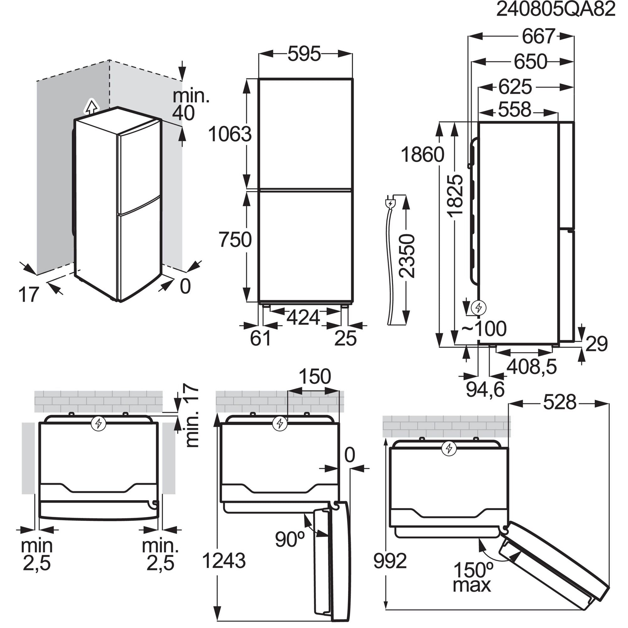 Frigorifero con Congelatore Libera Installazione Electrolux Serie 600 TwinTech® LNT6ME32U2 Total No Frost 186 cm