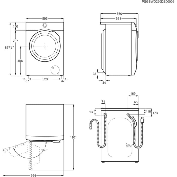 Lavasciuga Libera Installazione Caricamento Frontale AEG LWR9C166BB 10/6Kg Bianco Classe C