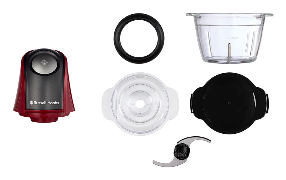 Tritatutto Elettrico Russell Hobbs 27130-56 0,5L 200 W Nero, Rosso, Trasparente