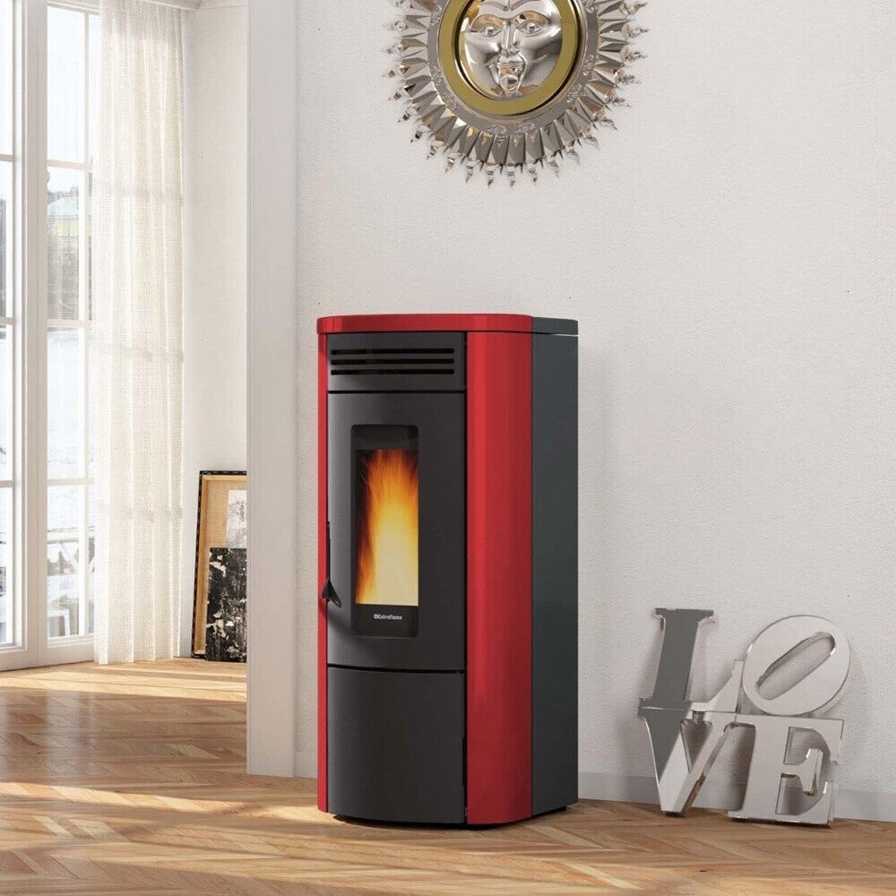 Termostufa a Pellet La Nordica Extraflame Modello COSTANZA IDRO 5.0 Da 16 Kw Colore Bordeaux