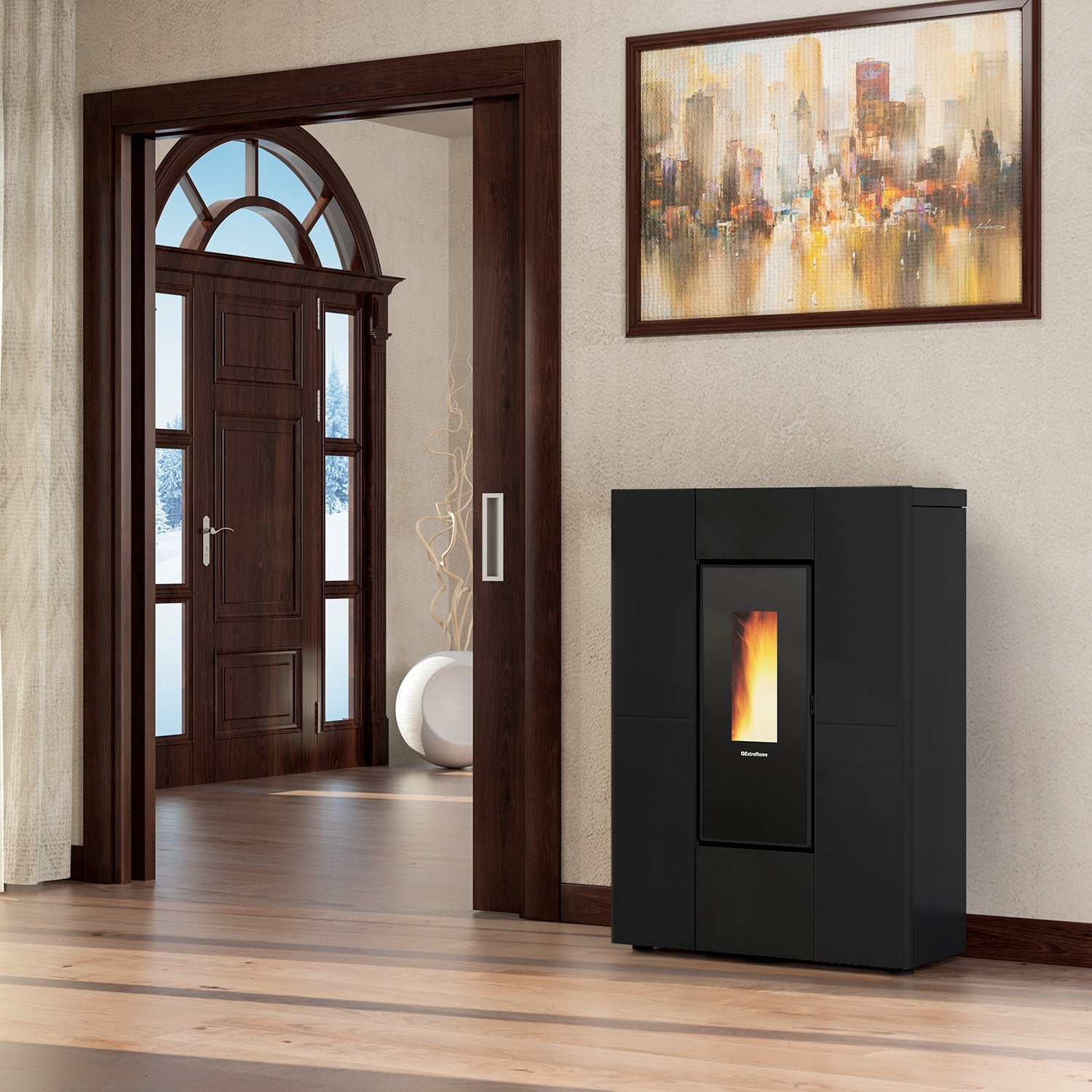 Stufa A Pellet Canalizzata La Nordica Extraflame Modello MARILENA PLUS 5.0 Da 8 kW Colore Nero