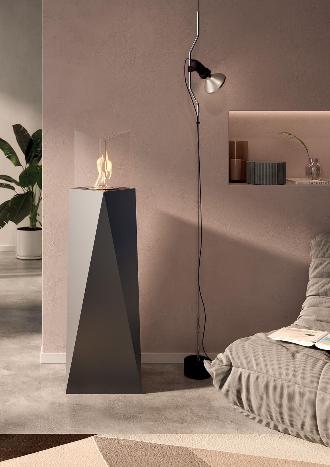 TECNOAIR SYSTEM Camino a Bioetanolo Ruby da Pavimento Modello NAIROBI Da 1,5 kW - Colore Nero