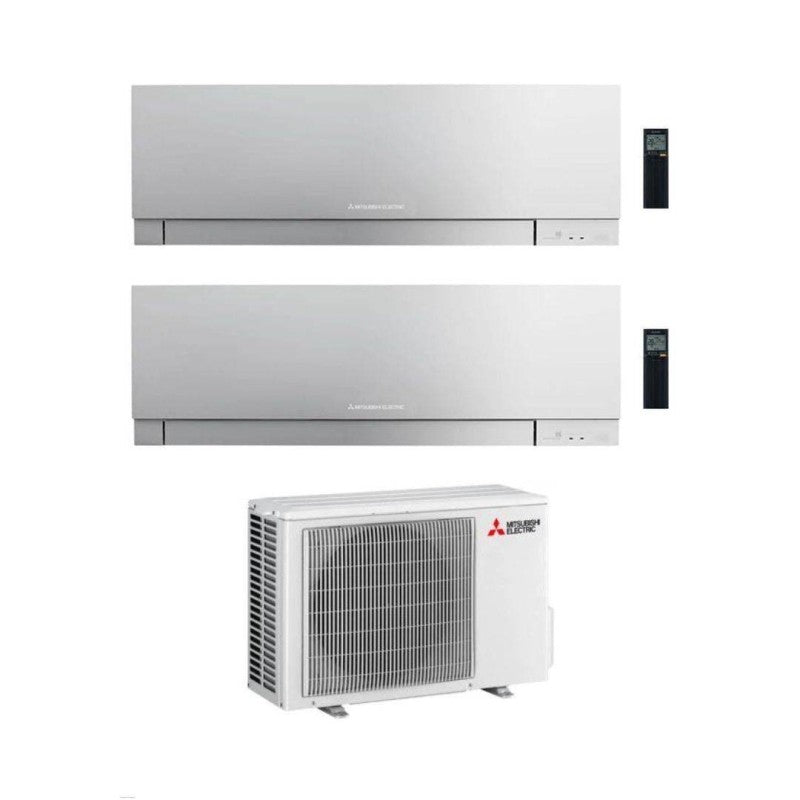 Condizionatore Climatizzatore Mitsubishi Electric Dual Split Inverter Kirigamine Zen Silver MSZ-EF R-32 7000+7000 Colore Argento con MXZ-2F33VF4 7+7