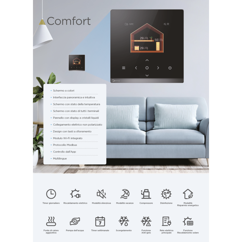 Pompa di Calore Mini Chiller Midea Inverter Monoblocco R290 M Thermal Arctic Da 10 Kw MHC-V10WD2N7 Wi-Fi Incluso