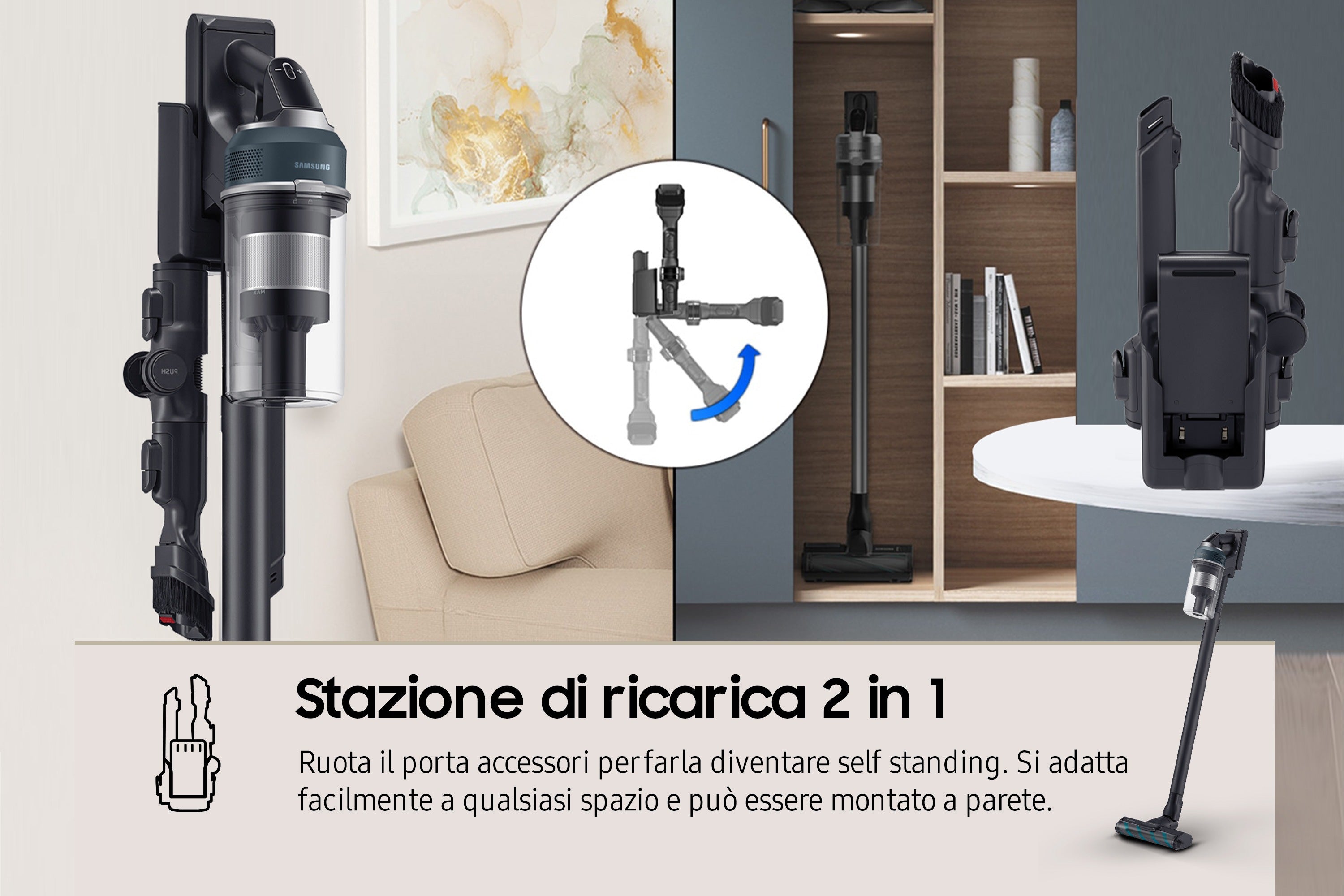 Aspirapolvere Senza Filo Samsung Jet™ 85 Complete 210W VS20C8524TB Nero, Blu