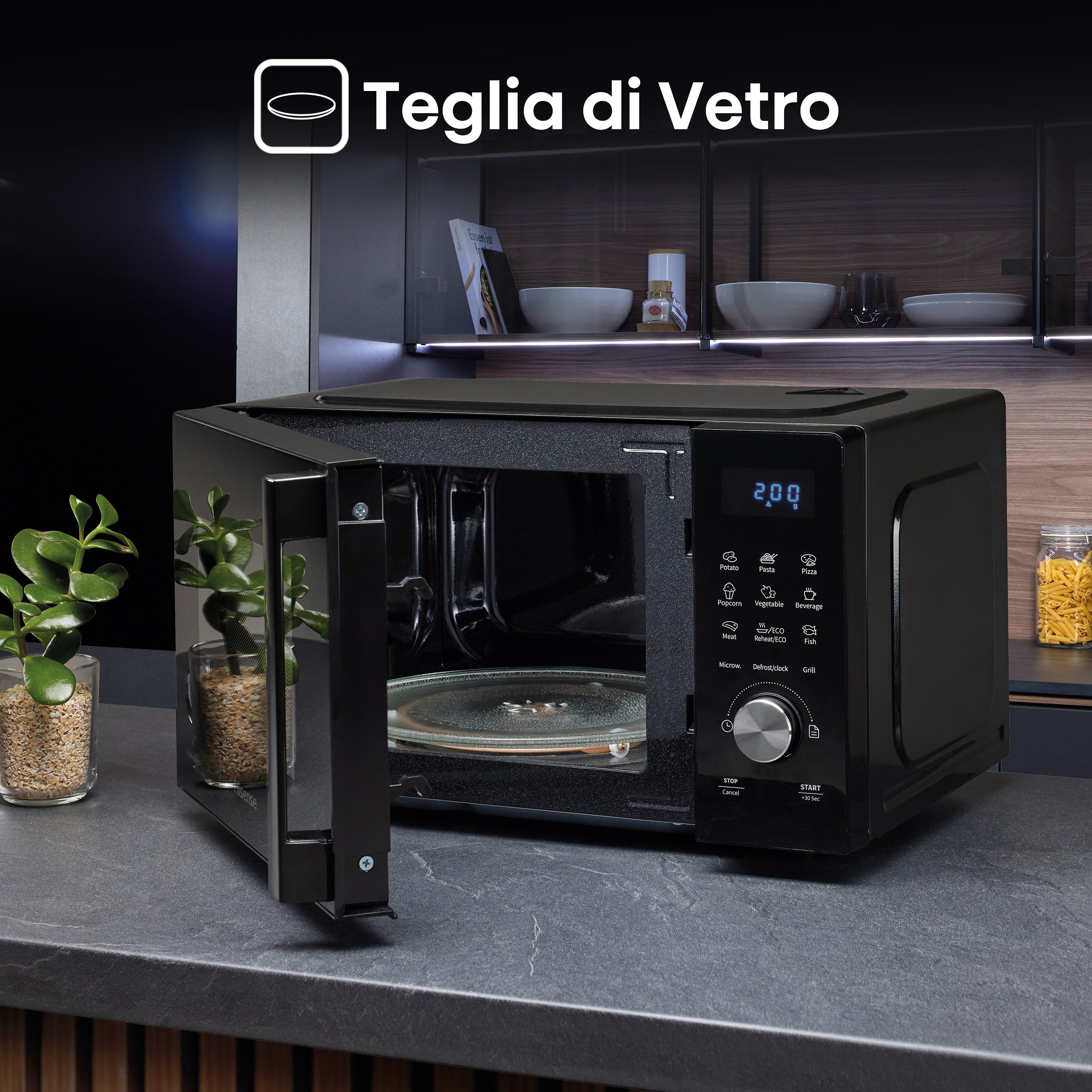 Microonde Grill Libera Installazione Hisense H20MOBSD1HG Nero 700 W (20L)